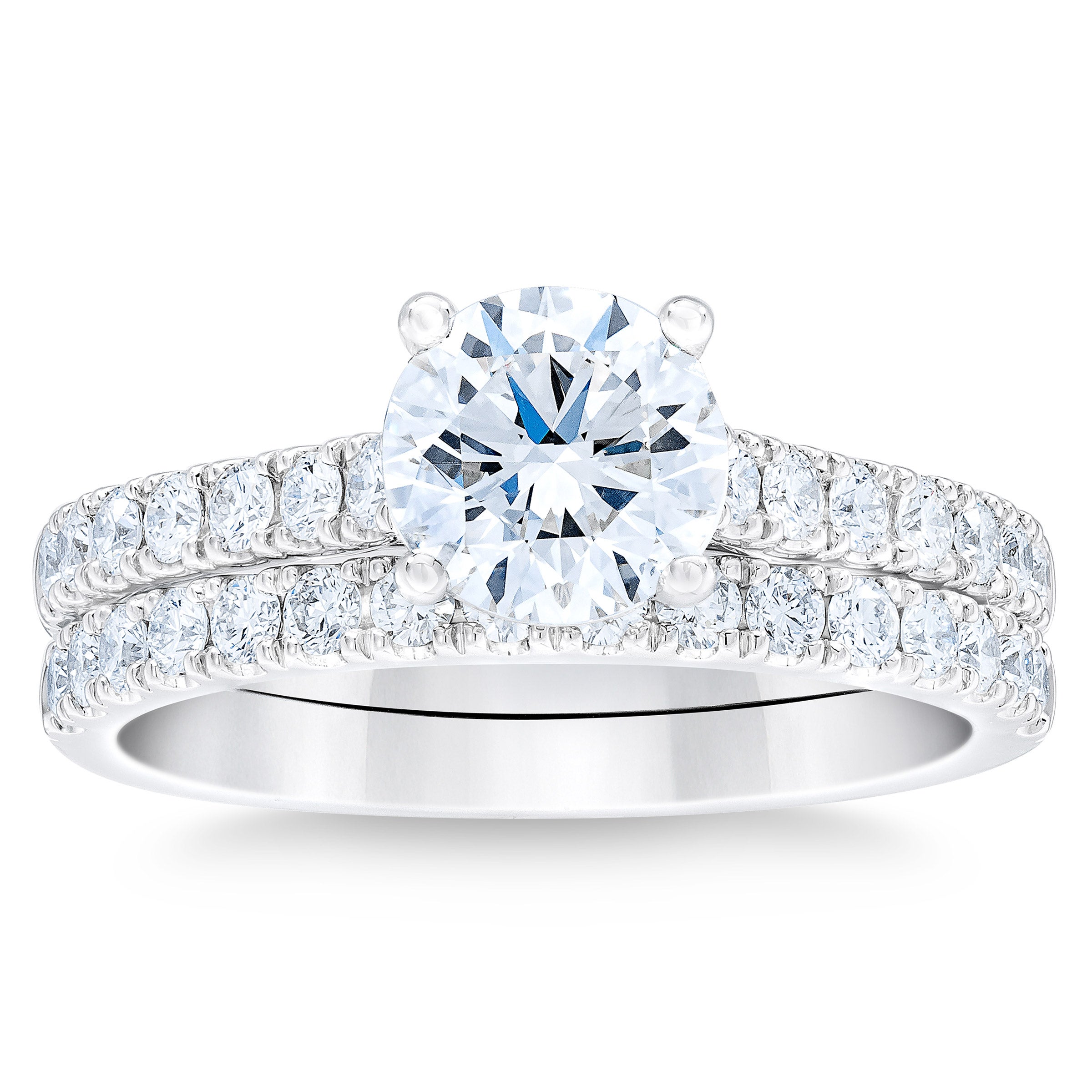 2.05CTW ROUND DIAMOND PLATINUM WEDDING SET 1.34CT CENTER VS1 "H"