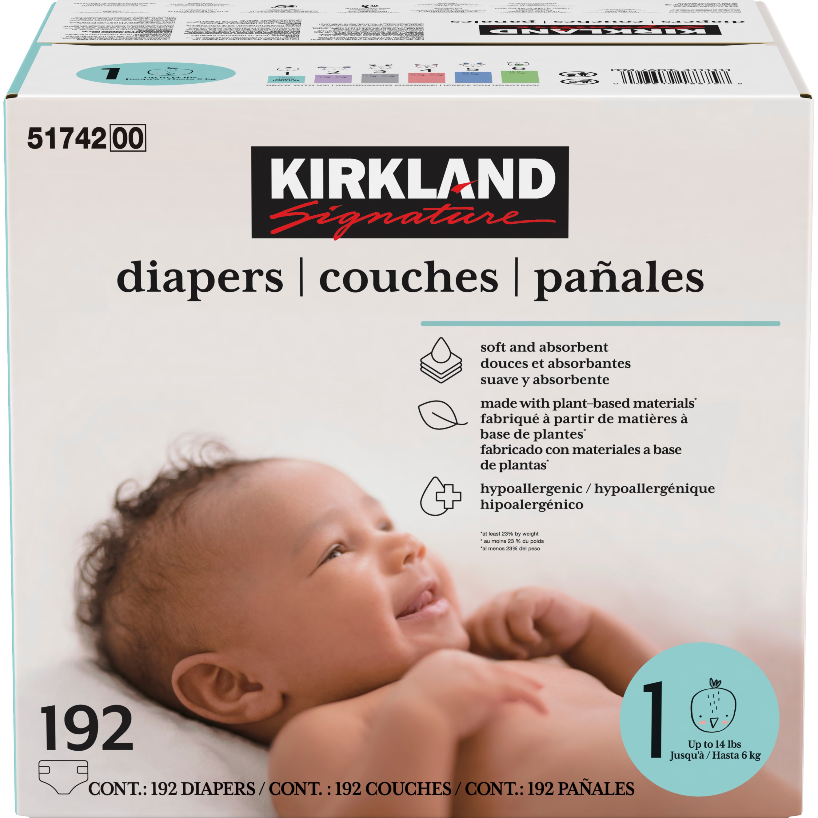 KIRKLAND SIGNATURE DIAPERS SIZE 1 192 CT