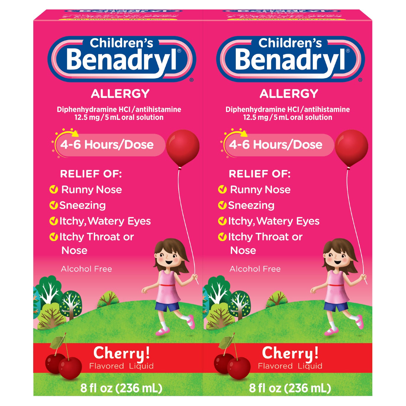 CHILDREN'S BENADRYL ALLERGY LIQUID 2 X 8 OUNCE - Image 1