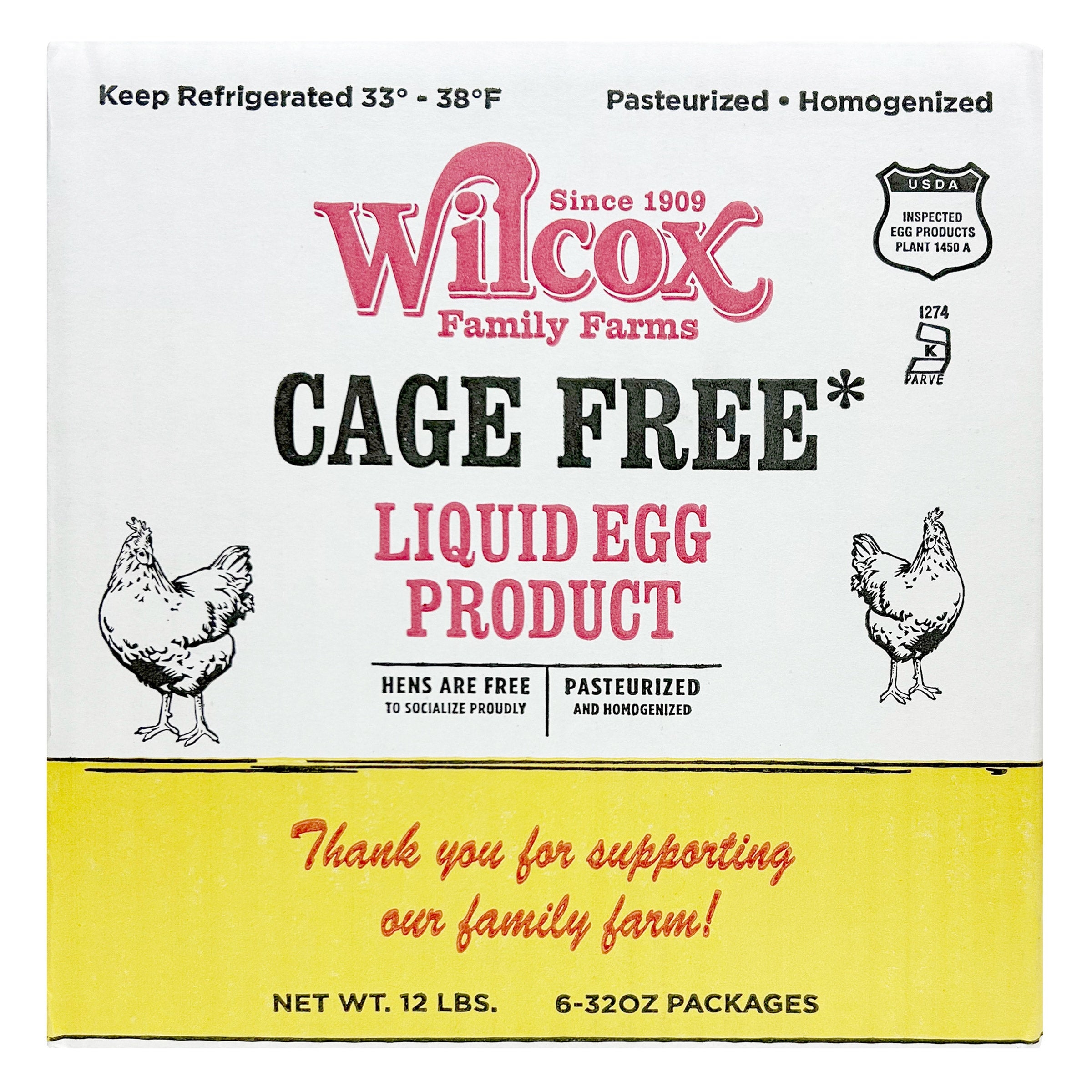 WILCOX CAGE FREE WHOLE LIQUID EGGS 6/2 LBS