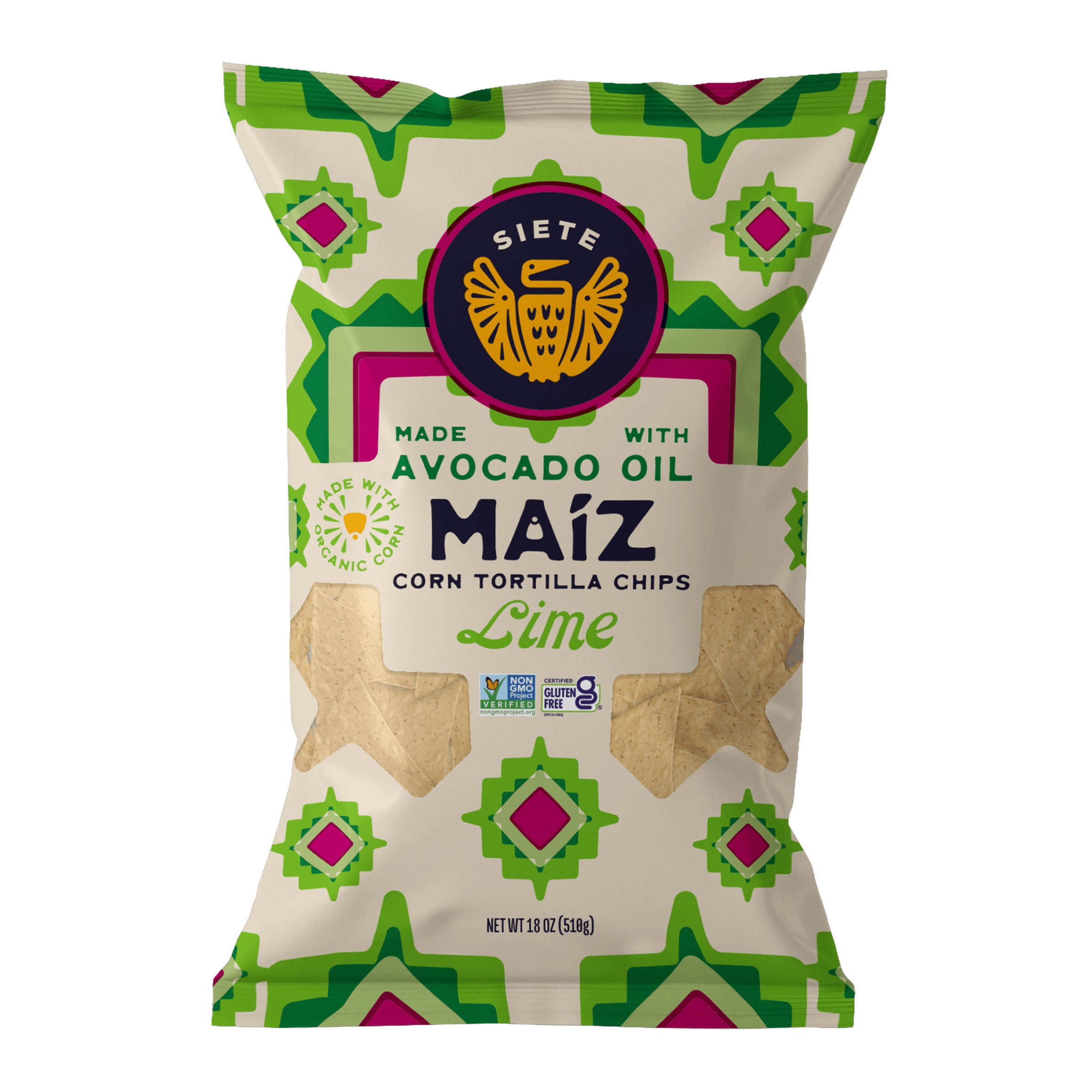 SIETE MAIZ LIME TORTILLA CHIPS 18 OUNCES - Image 1