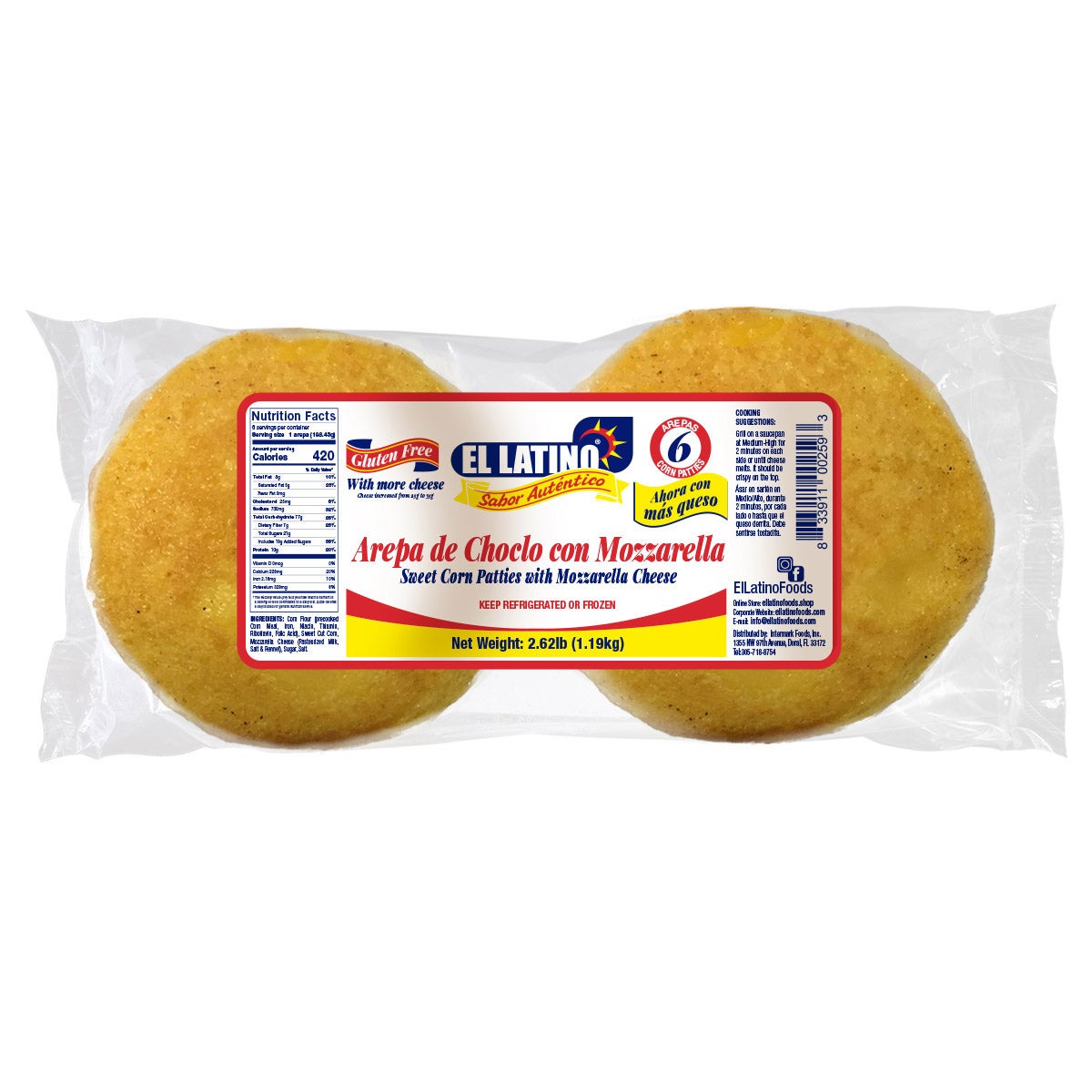 EL LATINO AREPA DE CHOCLO CON QUESO 2.62 LB - Image 1