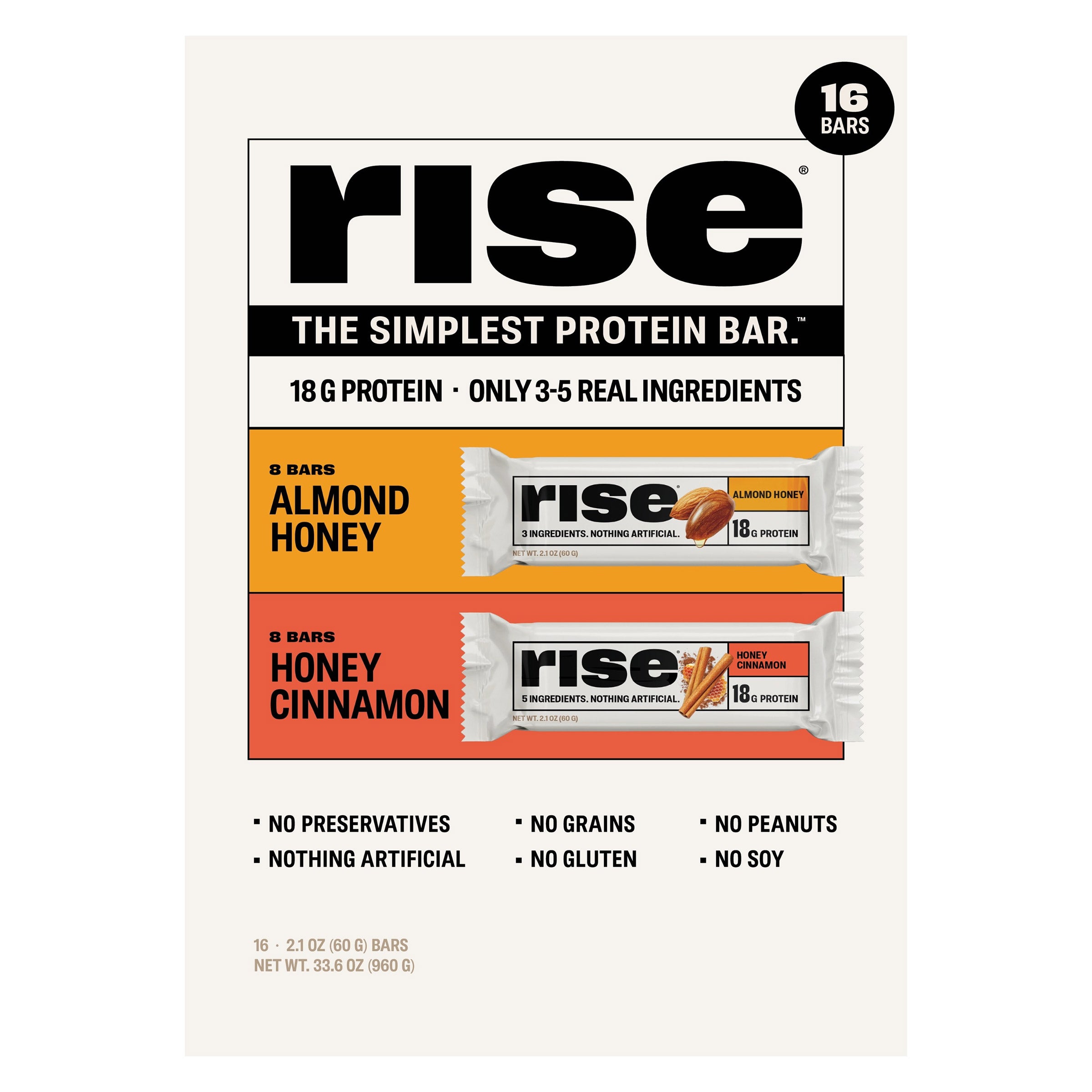 RISE PROTEIN BAR VARIETY PACK 16 CT - Image 1