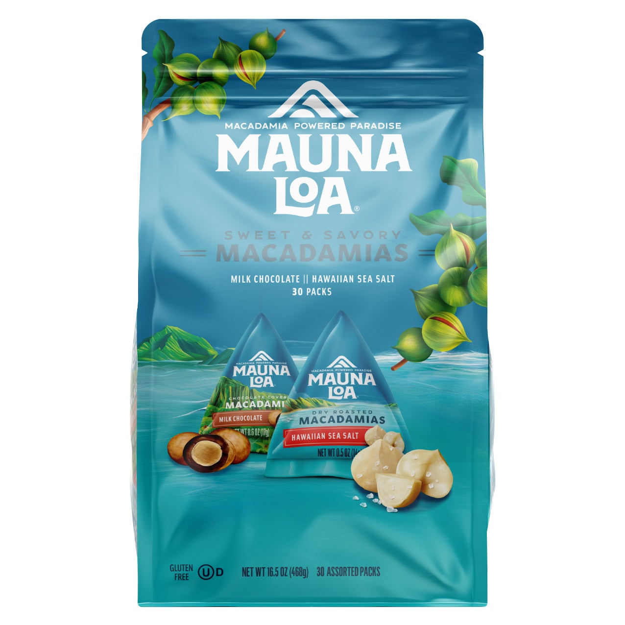 MAUNA LOA MACADAMIAS TETRA PACK ASSORTMENT 30 CT TL 16.5 OZ