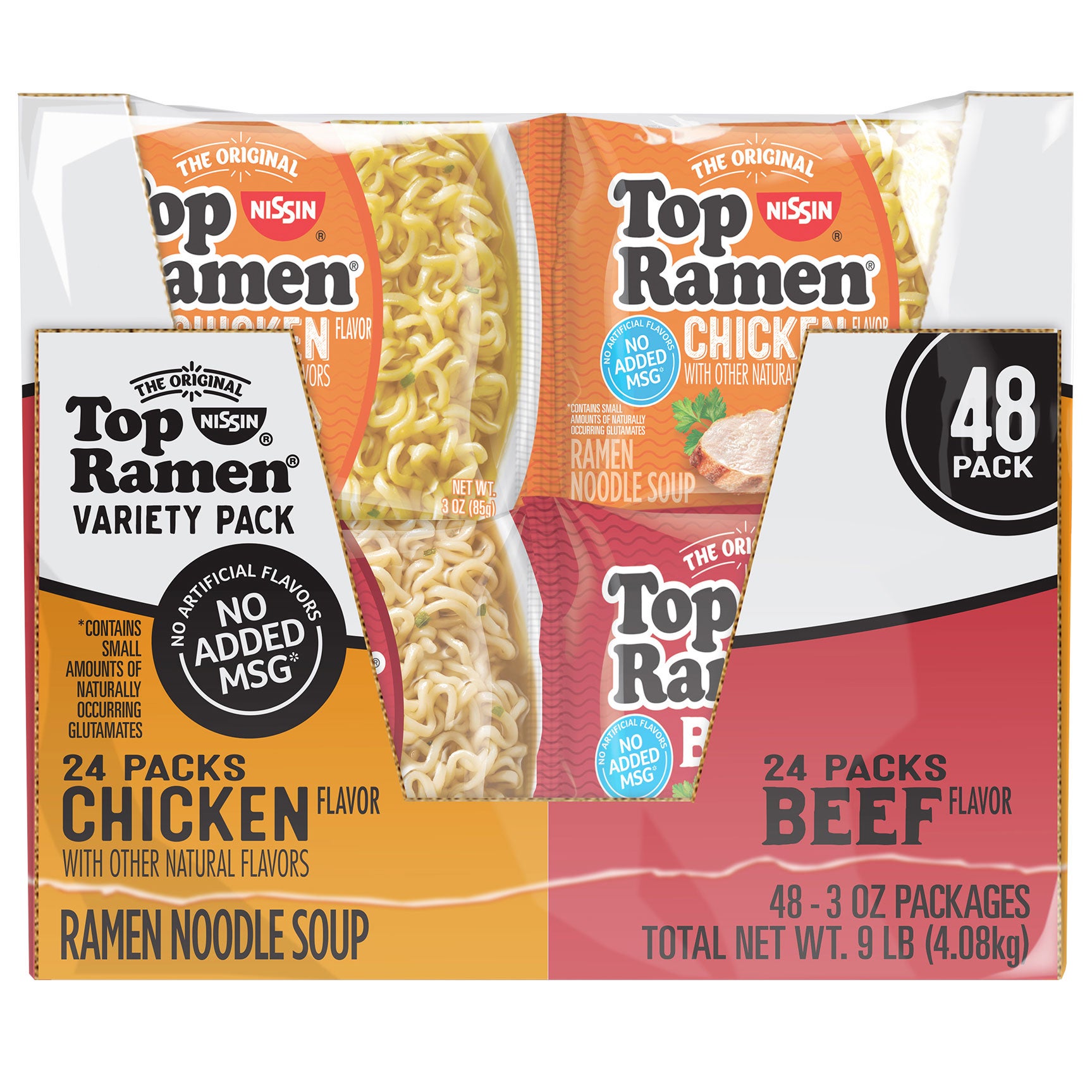 NISSIN TOP RAMEN BEEF & CHICKEN FLAVOR 48/3 OZ
