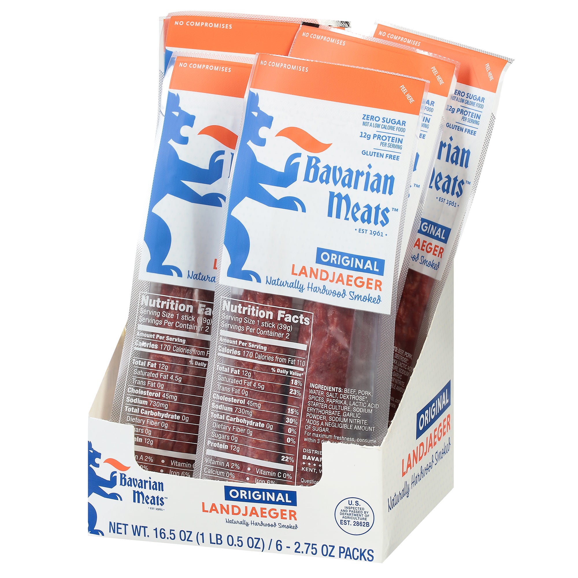 BAVARIAN MEATS ORIGINAL LANDJAEGER 6CT / 2.75 OZ - Image 1