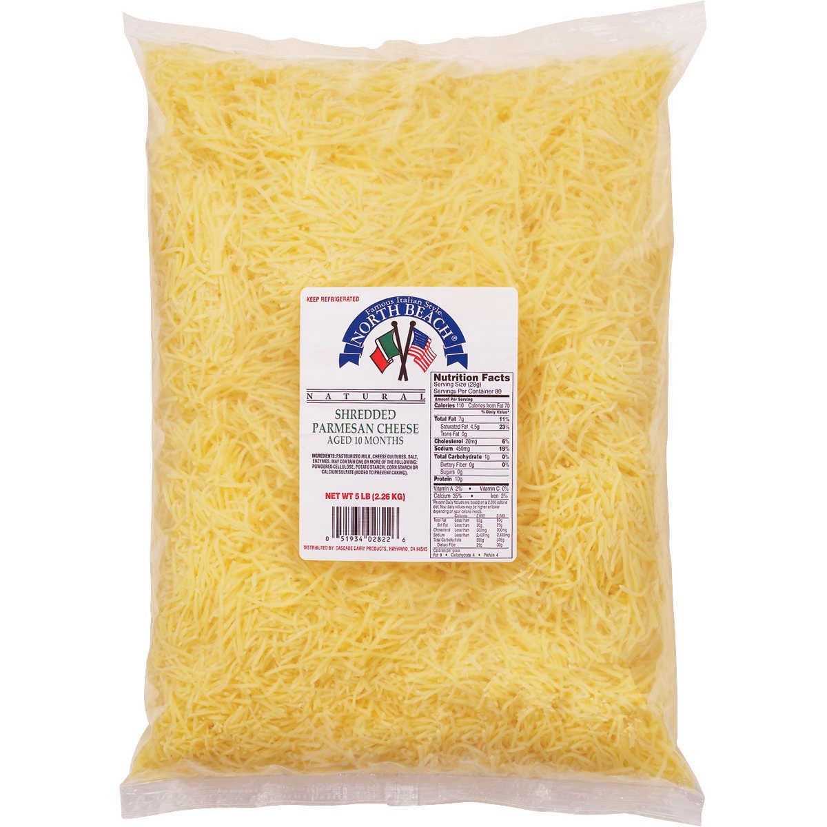 NORTH BEACH SHREDDED PARMESAN 5 LB