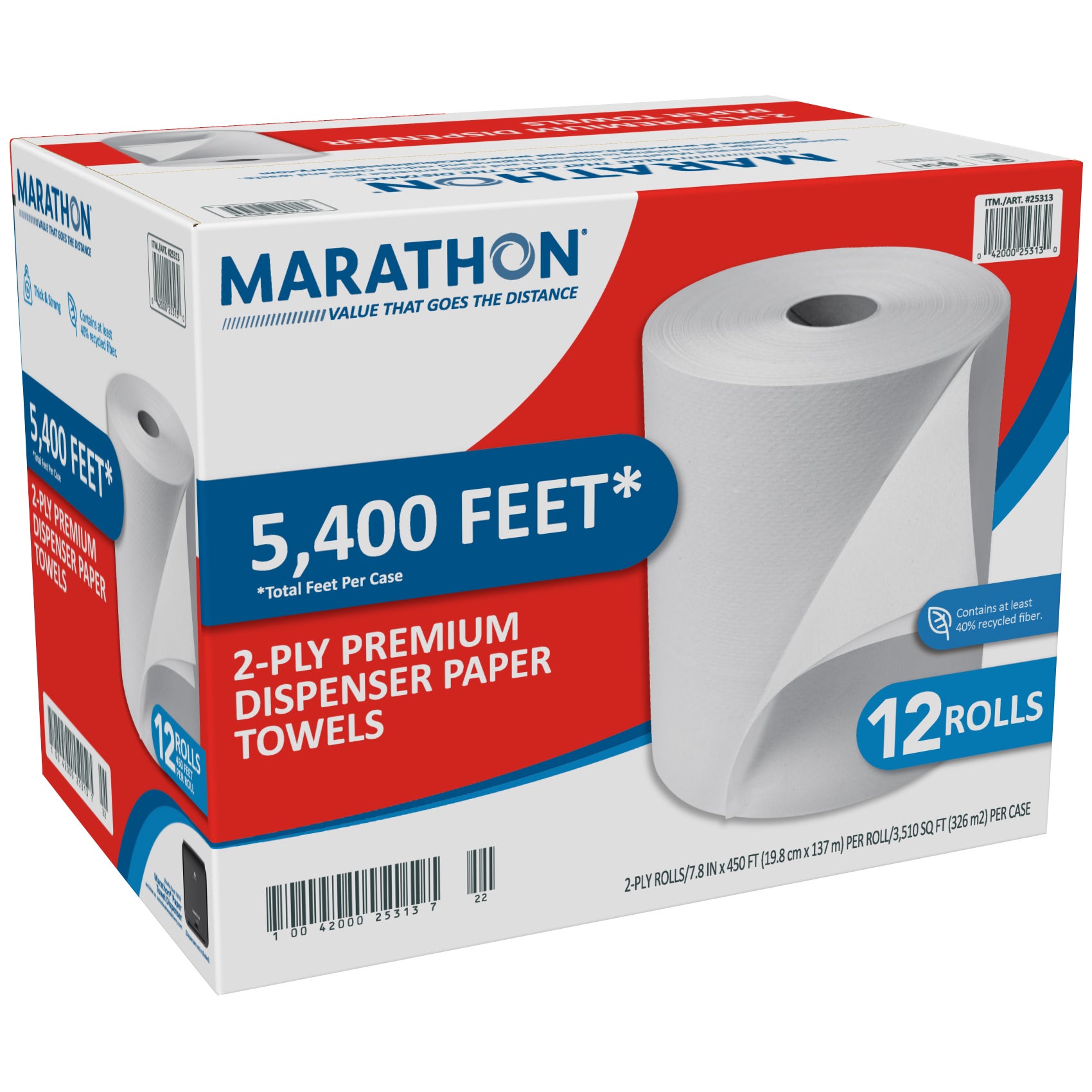 MARATHON ROLL TOWEL 2 PLY 12 ROLLS 8¨ X 450'