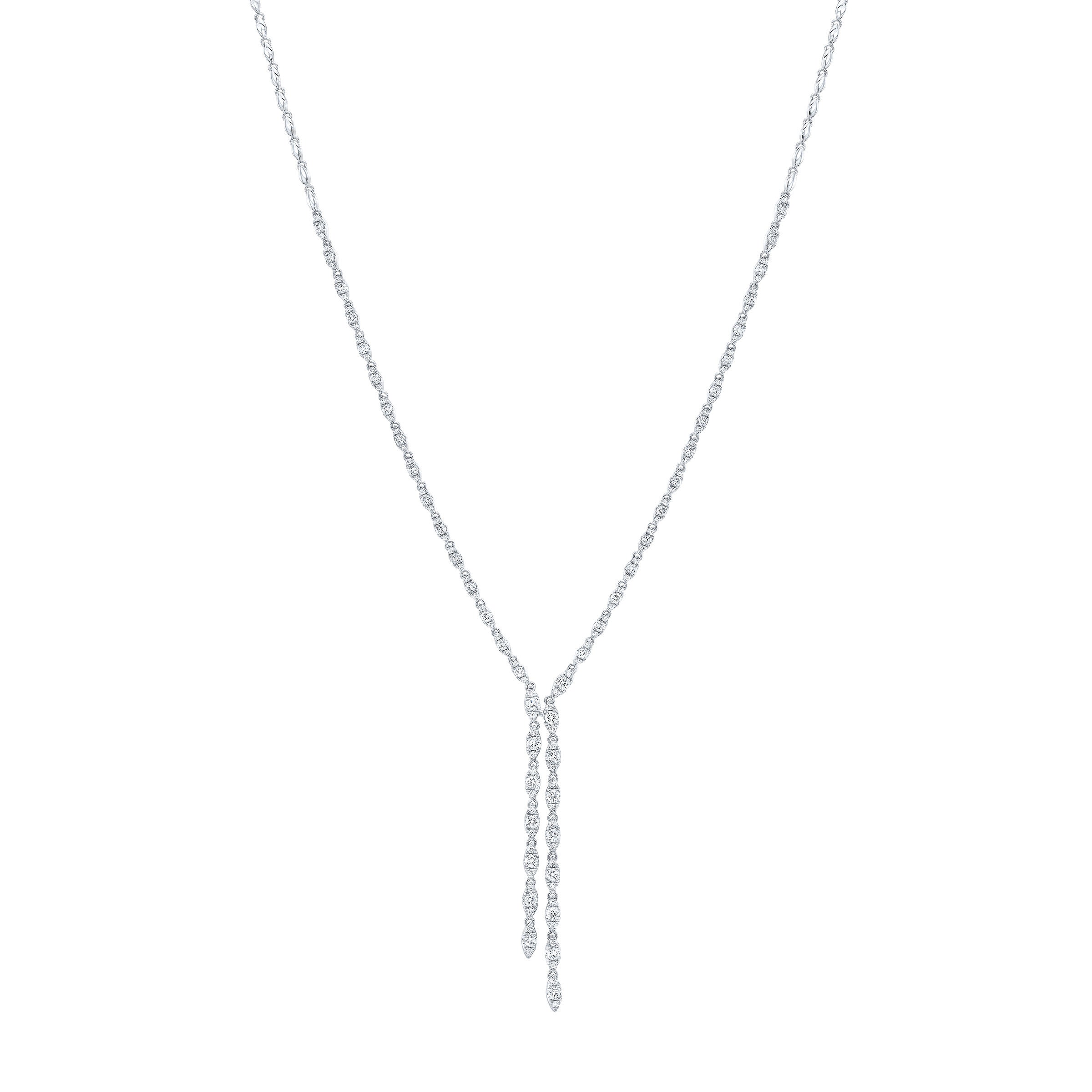 18KW WHITE GOLD VS2 I 2.27CTW ROUND DIAMOND DROP NECKLACE - Image 1