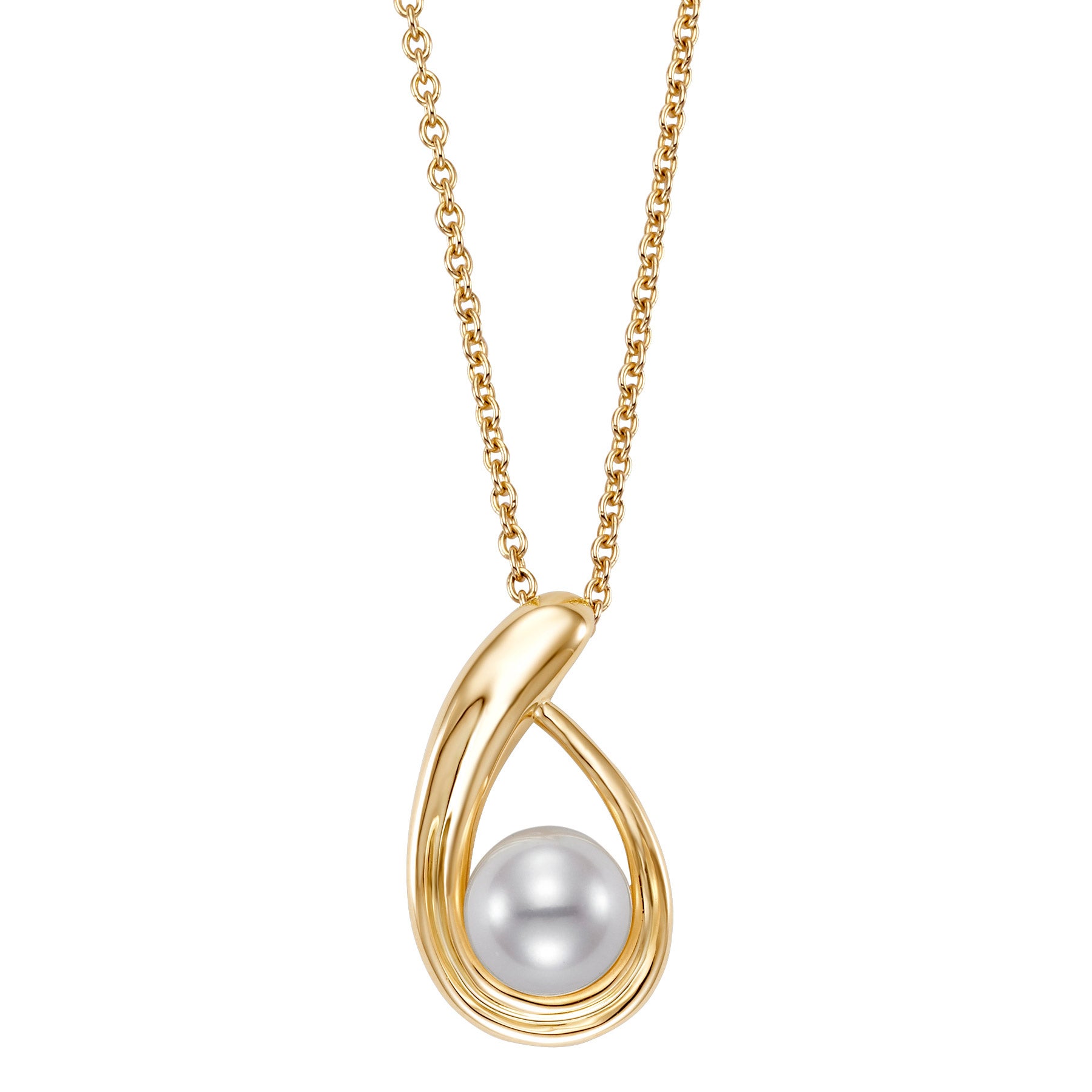 14KT GOLD 7-7.5MM FRESHWATER CULTURED PEARL DROP PENDANT - Image 1