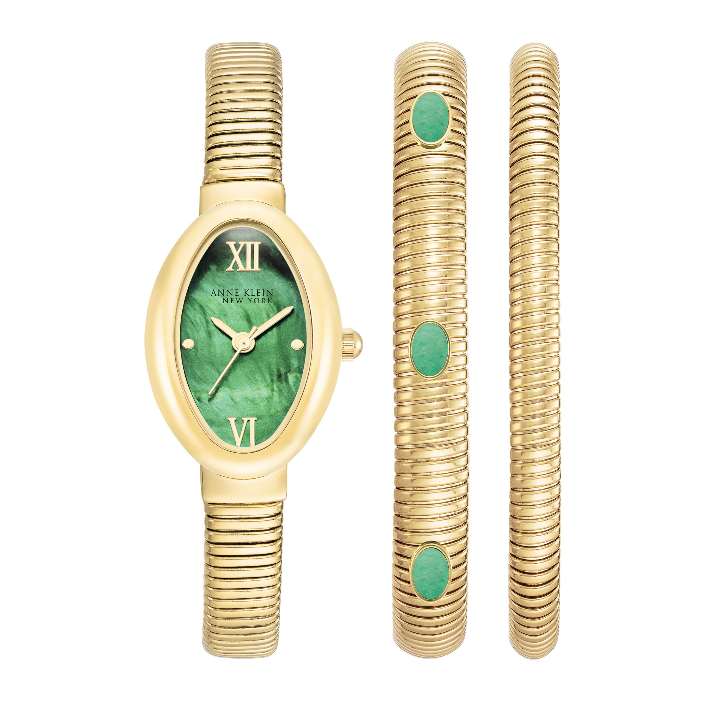 AKNY GREEN MALACHITE WOMENS BRACELET WATCH SET - Image 1