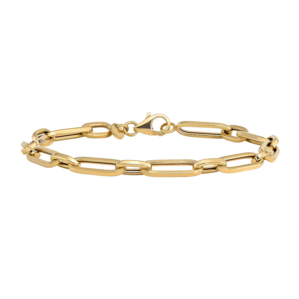 14KT YELLOW GOLD PAPERCLIP BRACELET MADE IN ITALY - Image 1