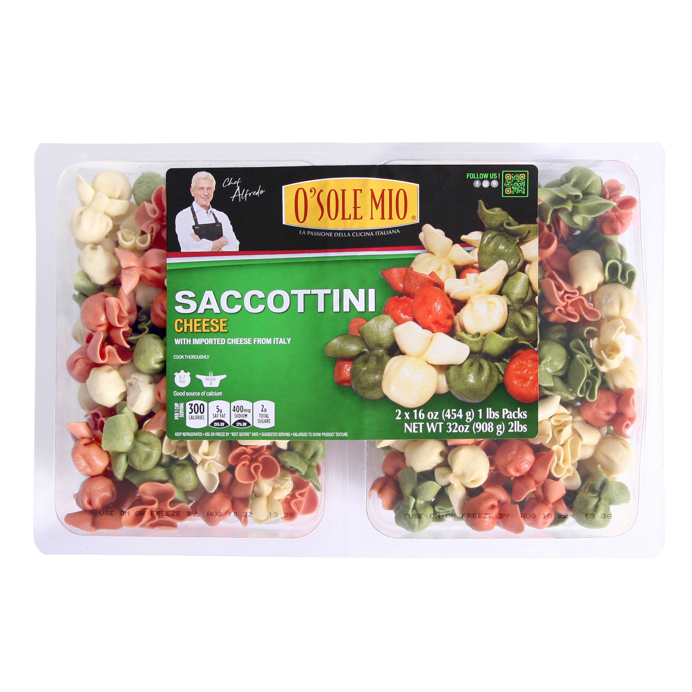 O' SOLE MIO TRICOLOR SACCOTTINI 2/16 OUNCE PACKAGES