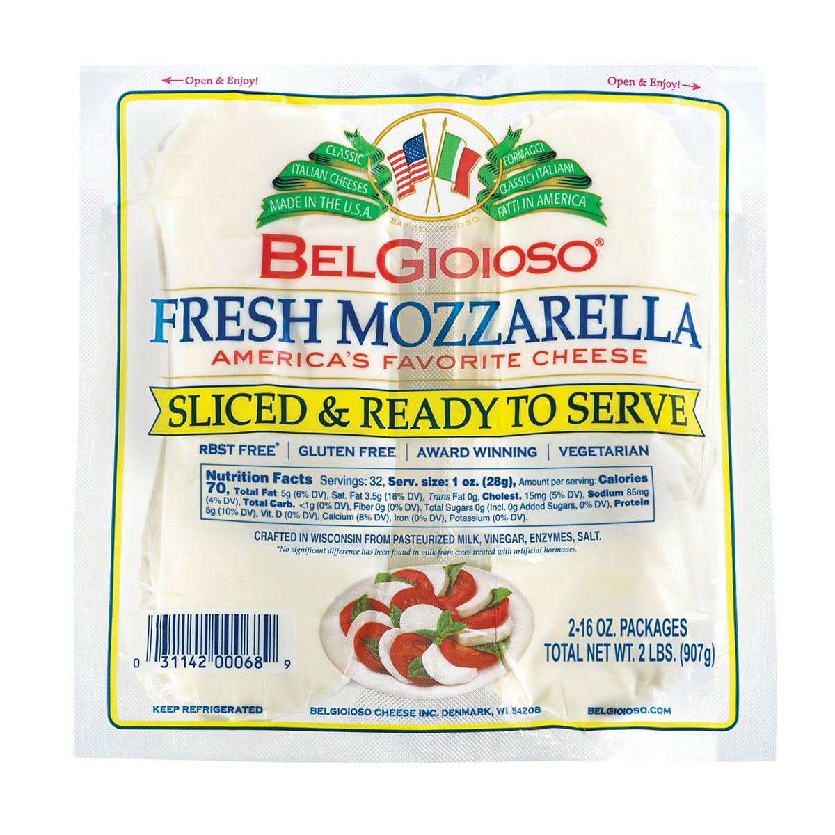 BEL GIOIOSO SLICED MOZZARELLA 2/16 OZ (2 LBS)