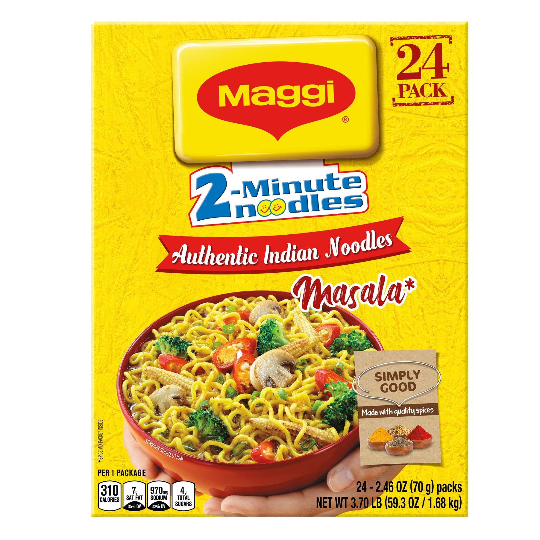 MAGGI 2 MINUTE MASALA NOODLE 24 PACK 2.46 OUNCES EA
