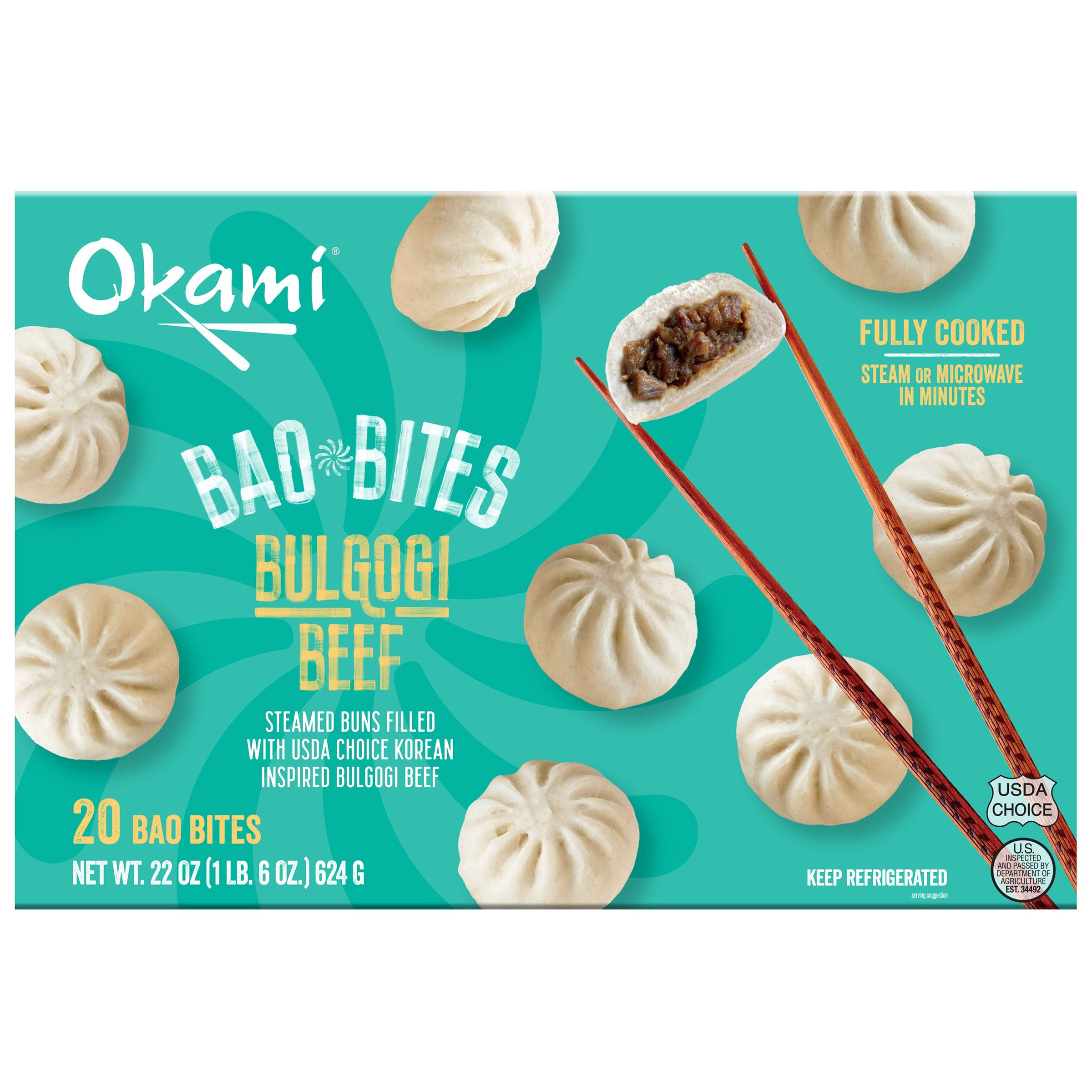 OKAMI BEEF BULGOGI MINI BAO 22 OZ (1.375 LBS)