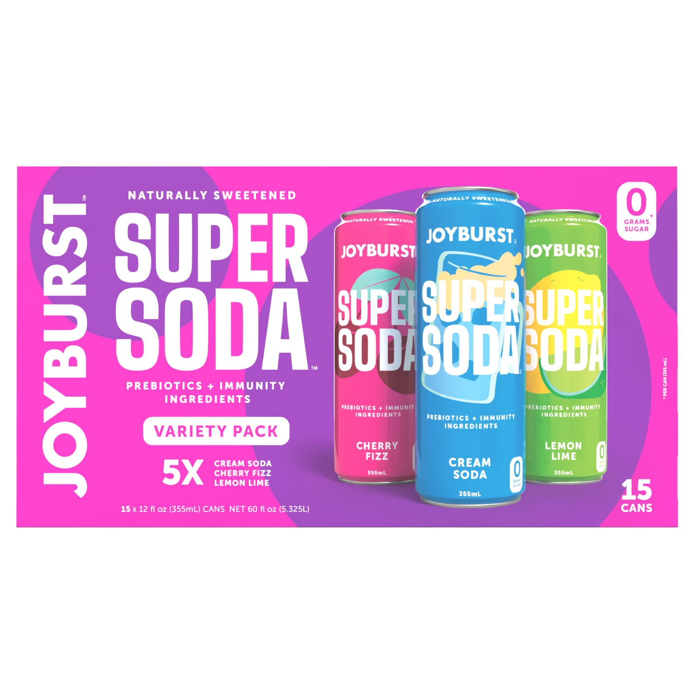 JOYBURST SUPER SODA VARIETY 15/12 OZ - Image 1