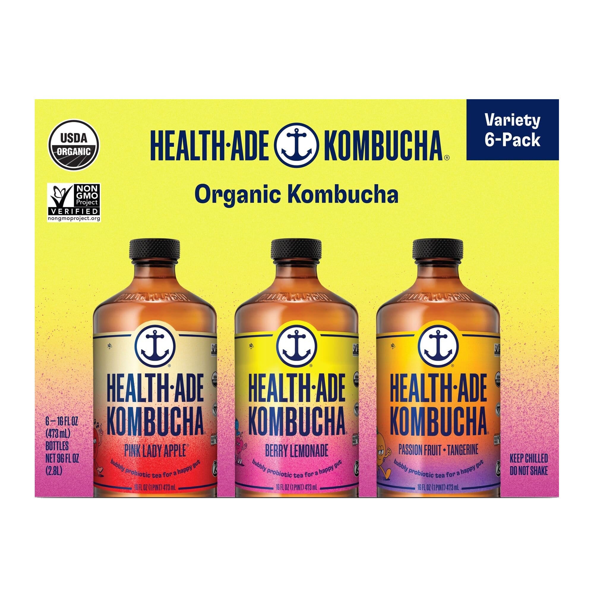 HEALTH ADE ORGANIC KOMBUCHA VARIETY PACK 6/16 OZ