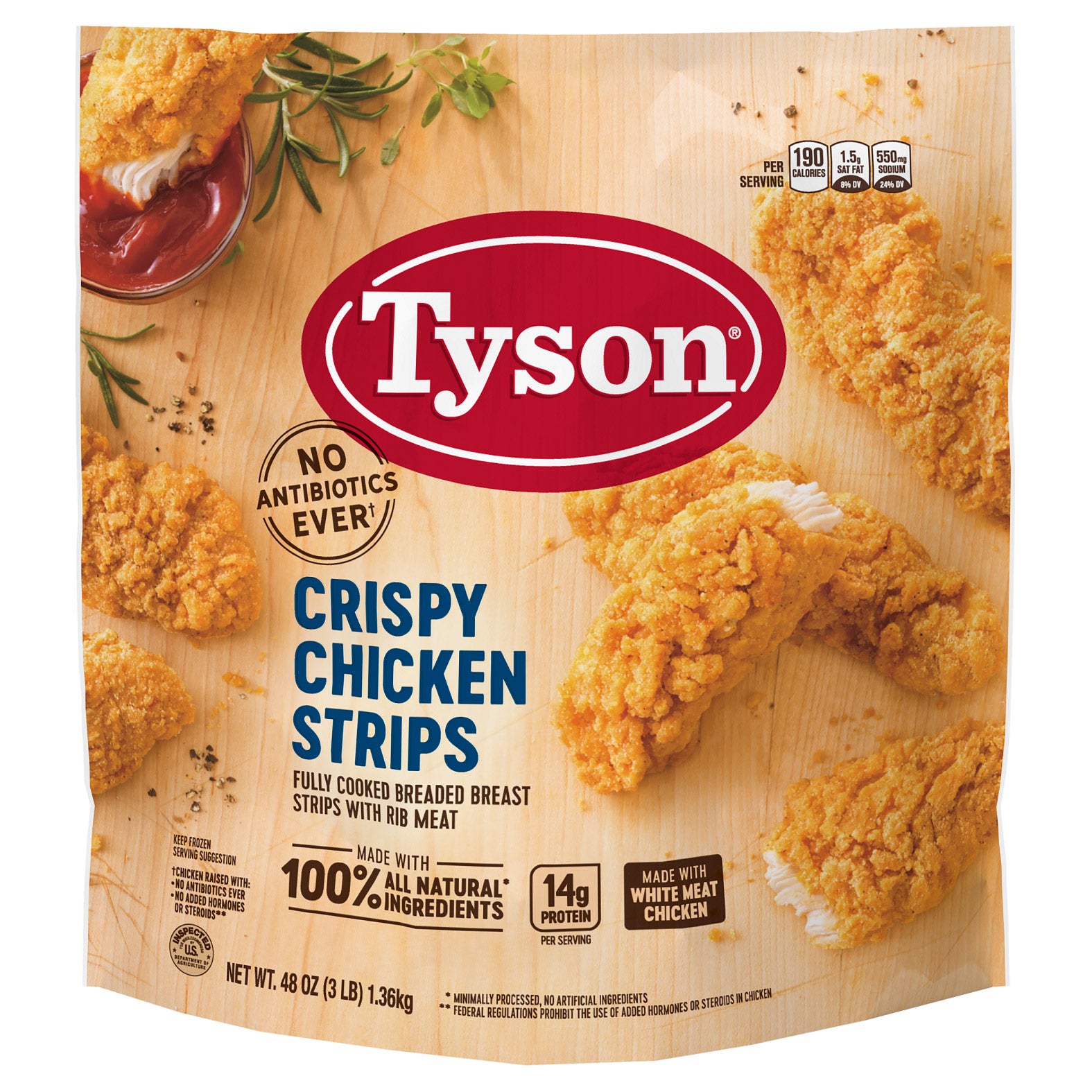 TYSON CRISPY CHICKEN STRIPS 3 POUND BAG