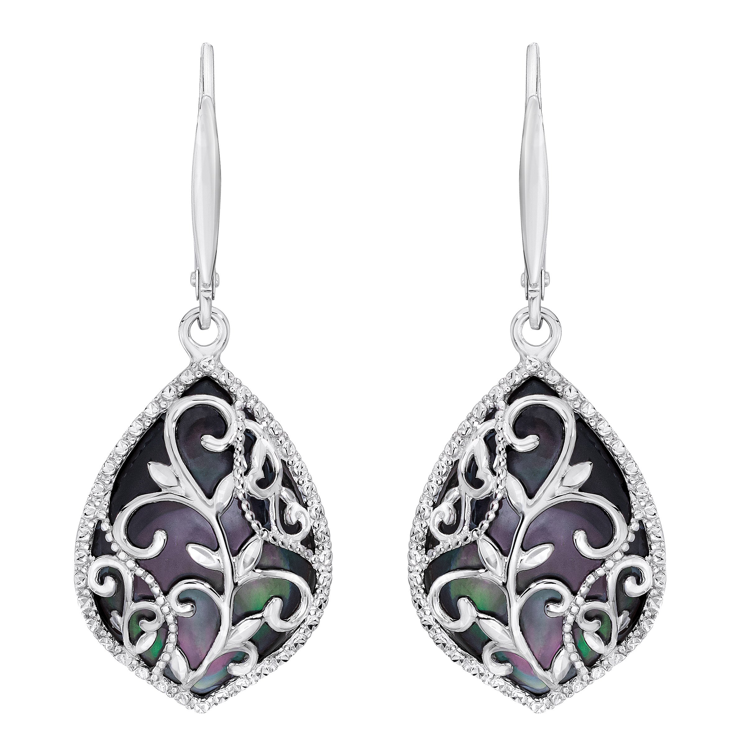 14KT WHITE GOLD MOTHER OF PEARL TEARDROP EARRINGS - Image 1