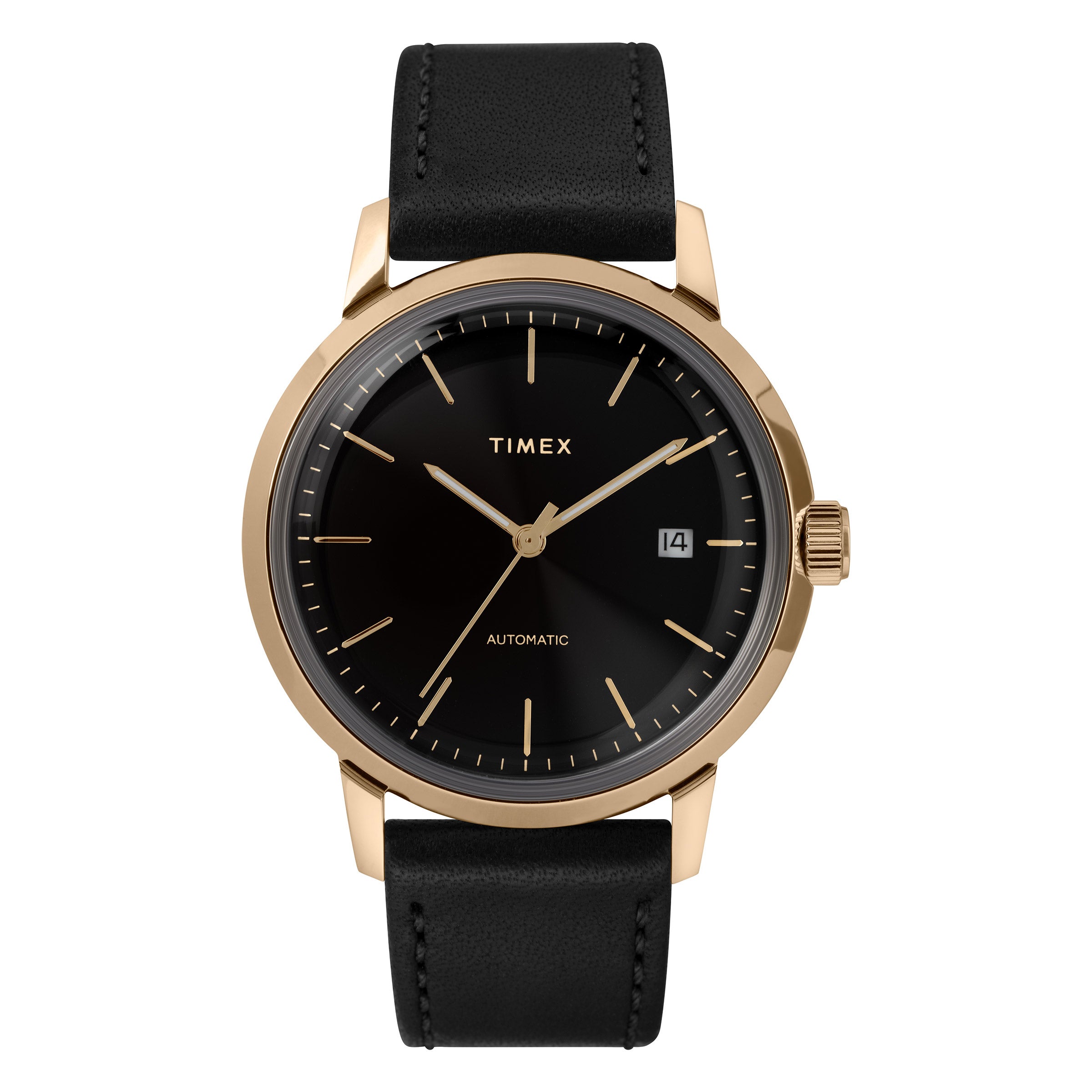 TIMEX MARLIN GOLD CASE, BLACK DIAL MEN'S AUTOMATIC WATCH