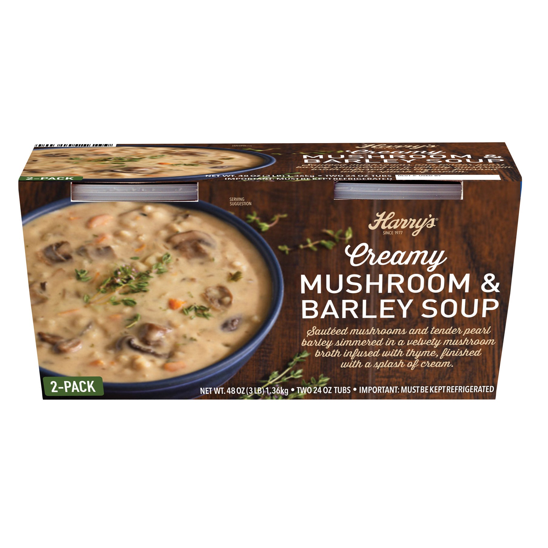 HARRY'S CREAMY MUSHROOM BARLEY SOUP 2/24 OZ - Image 1