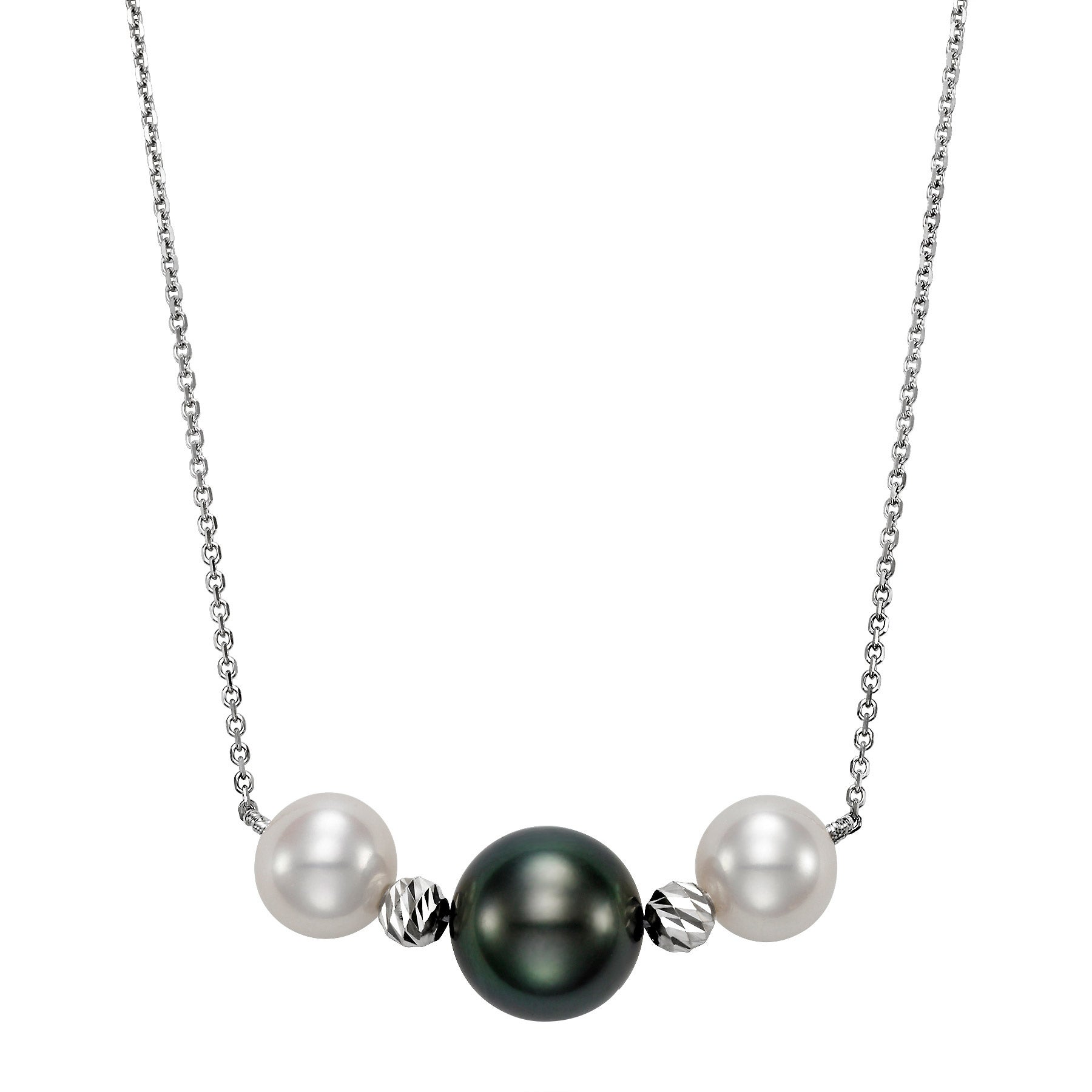 14KT 8-9MM FRESHWATER & 10-11MM TAHITIAN CULTURED PEARL NECK