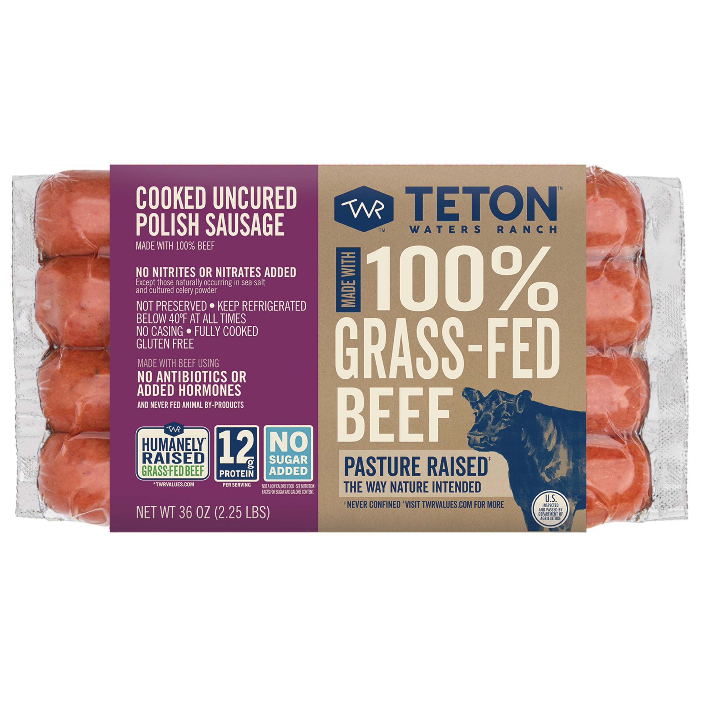 TETON WATERS RANCH 100% GRASS FED BEEF POLISH SAUSAGE 2.25 LB