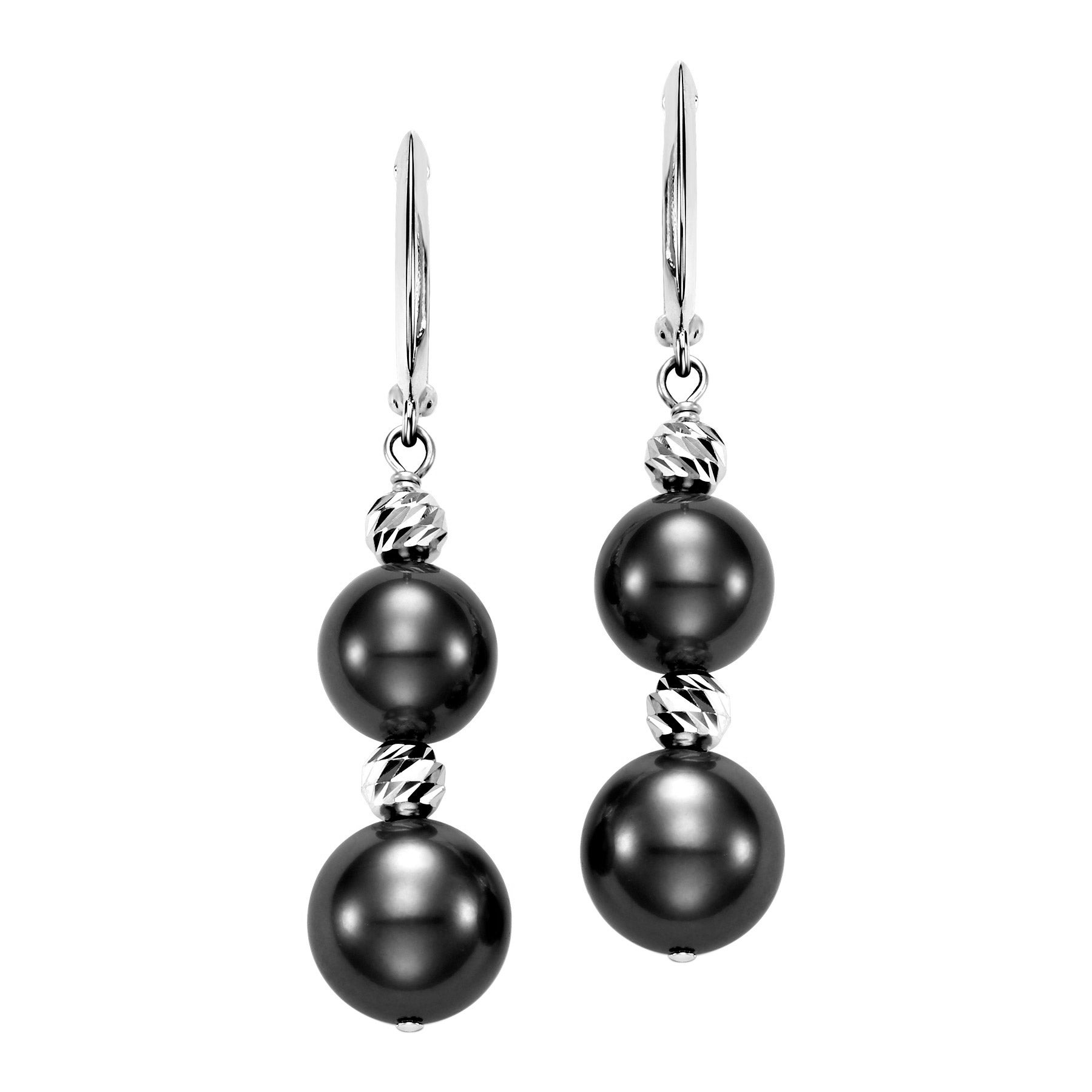14KT GOLD 8-10MM BLACK TAHITIAN CULTURED PEARL DROP EARRINGS