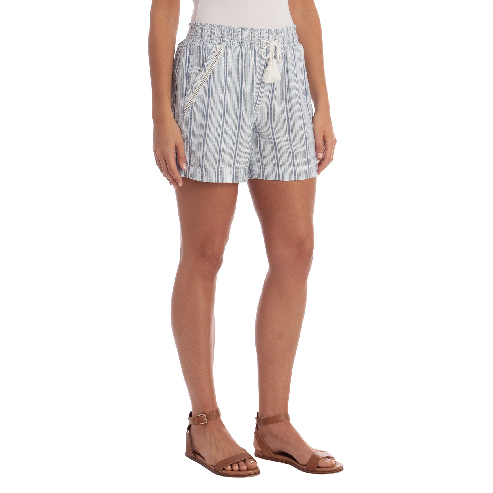 BRIGGS LADIES LINEN BLEND PULL ON SHORT - Image 1