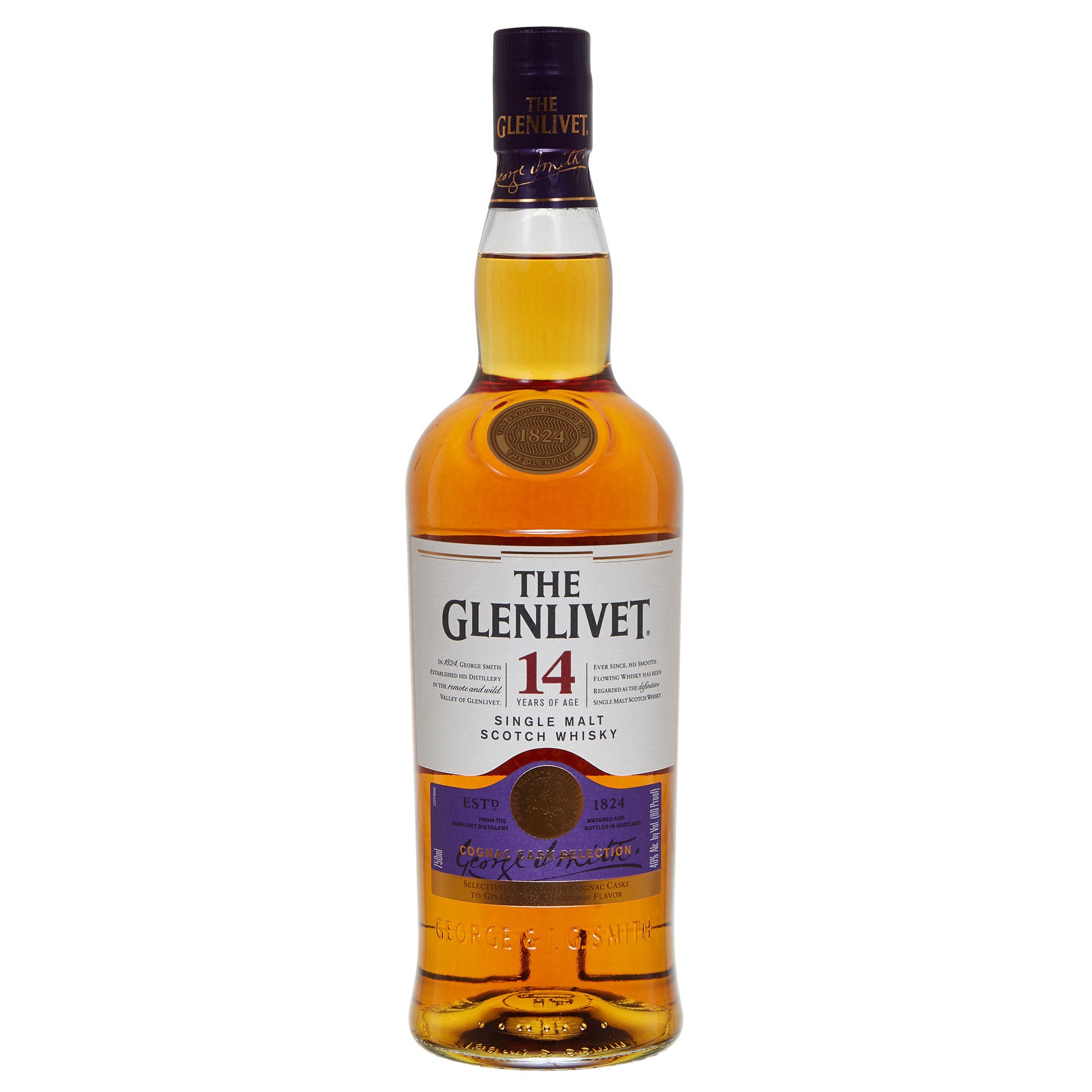 GLENLIVET 14 YEAR SINGLE MALT SCOTCH SCOTLAND 750 ML