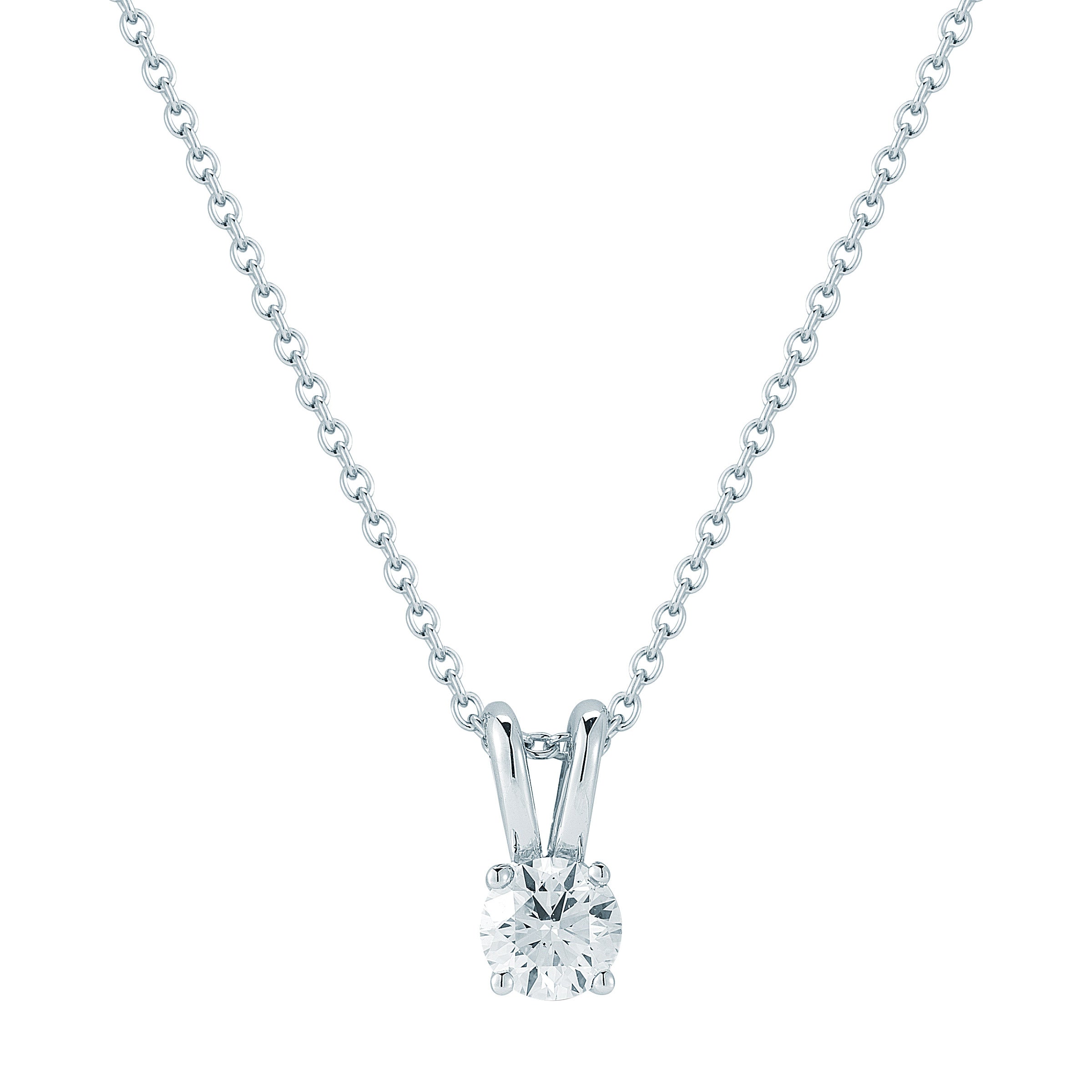 14KT WHITE GOLD VS2 I 0.50CTW ROUND DIAMOND SOLITAIRE PENDANT