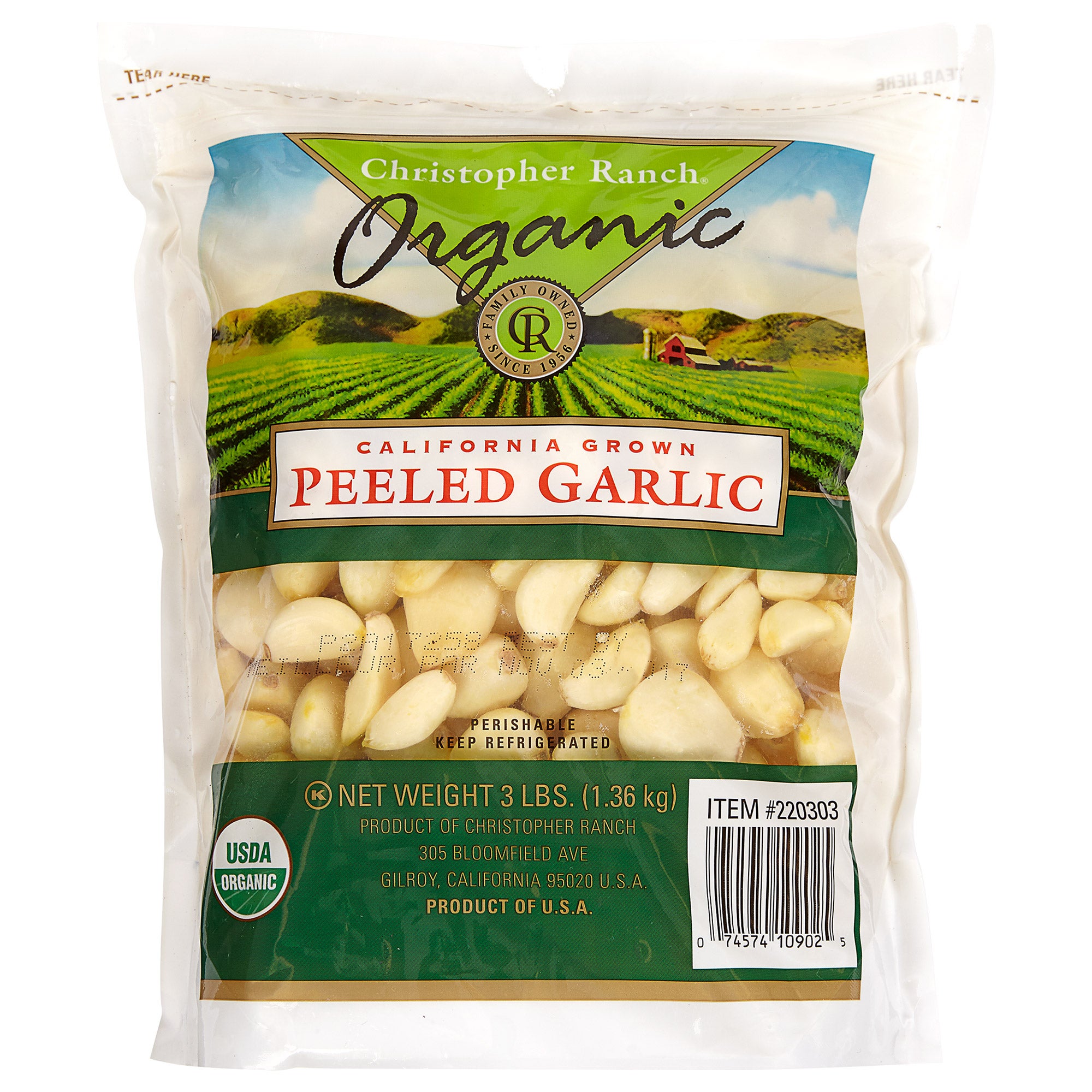 CHRISTOPHER RANCH ORGANIC PEELED GARLIC 3 LBS