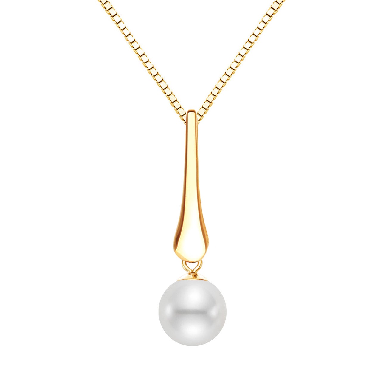14KT GOLD 8-8.5MM FRESHWATER CULTURED PEARL DROP PENDANT - Image 1
