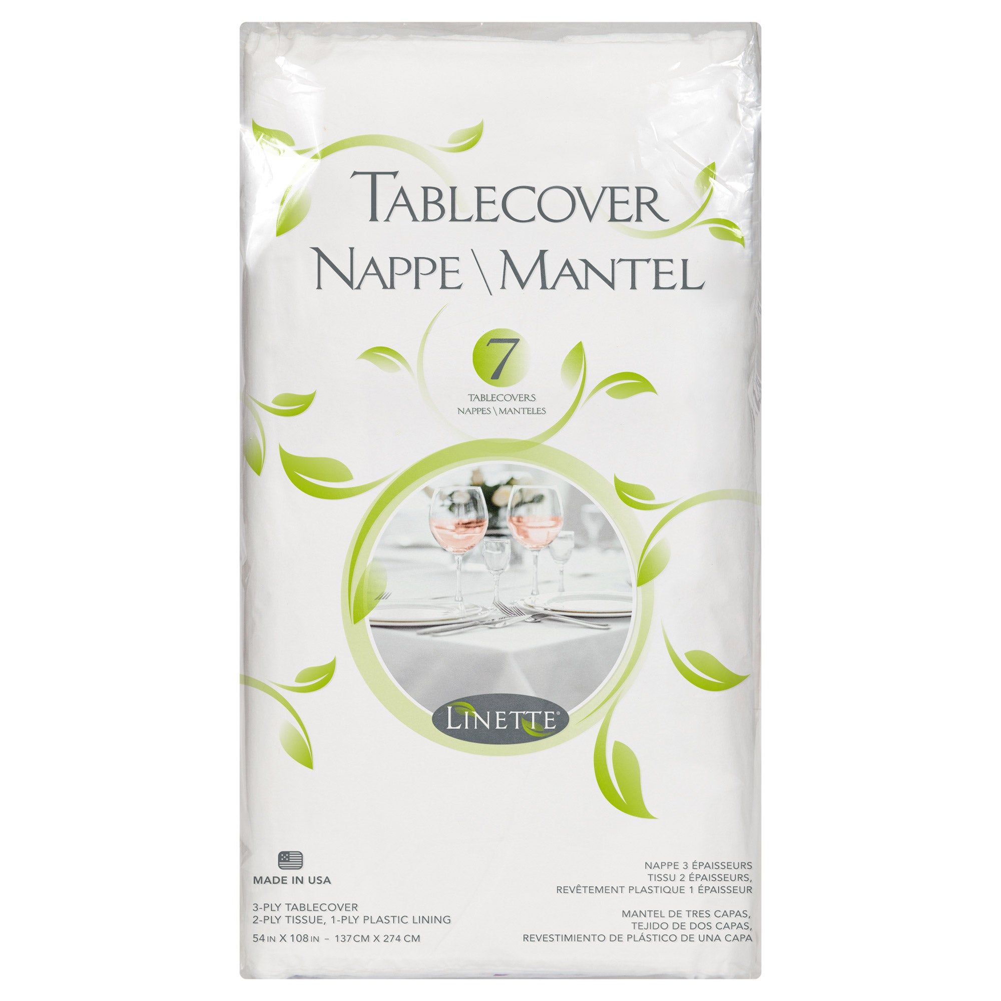LINETTE 3-PLY TABLECOVERS 54¨X108¨ 7CT