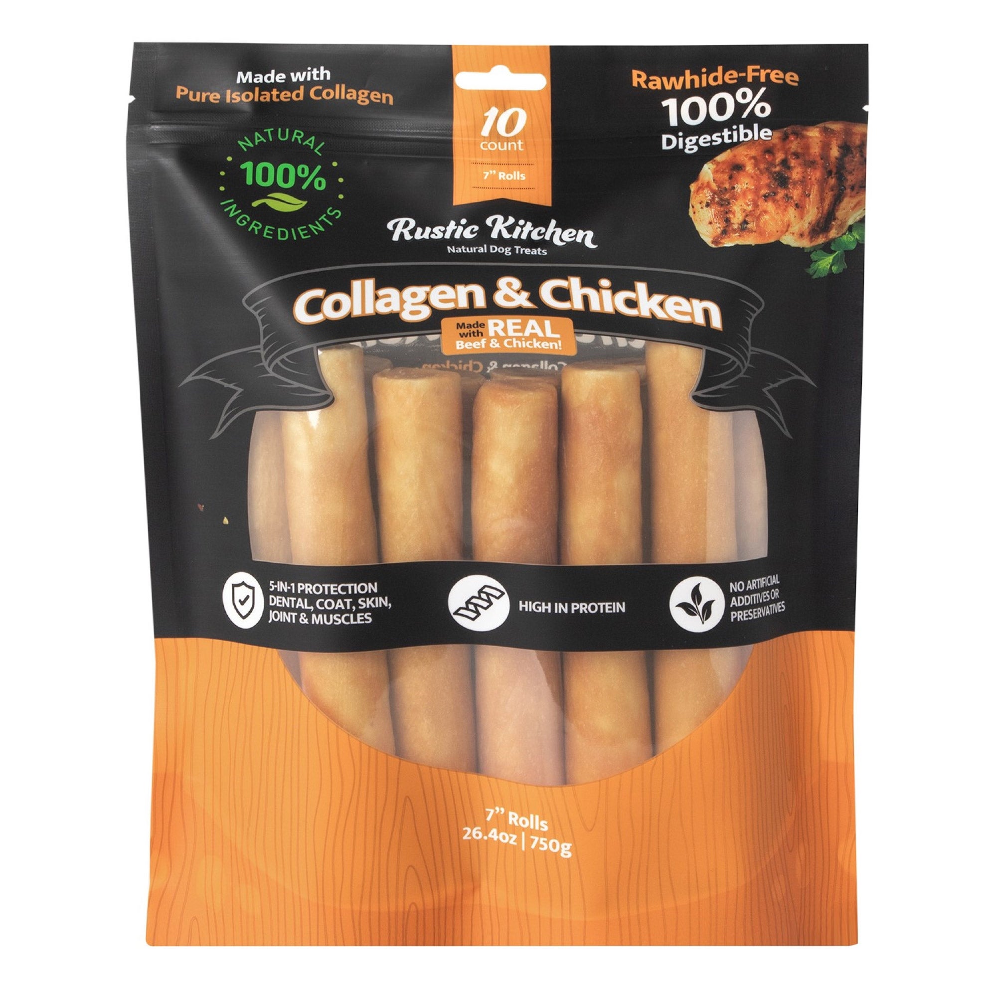 RUSTIC KITCHEN COLLAGEN CHICKEN ROLLS 1.65 POUNDS - Image 1