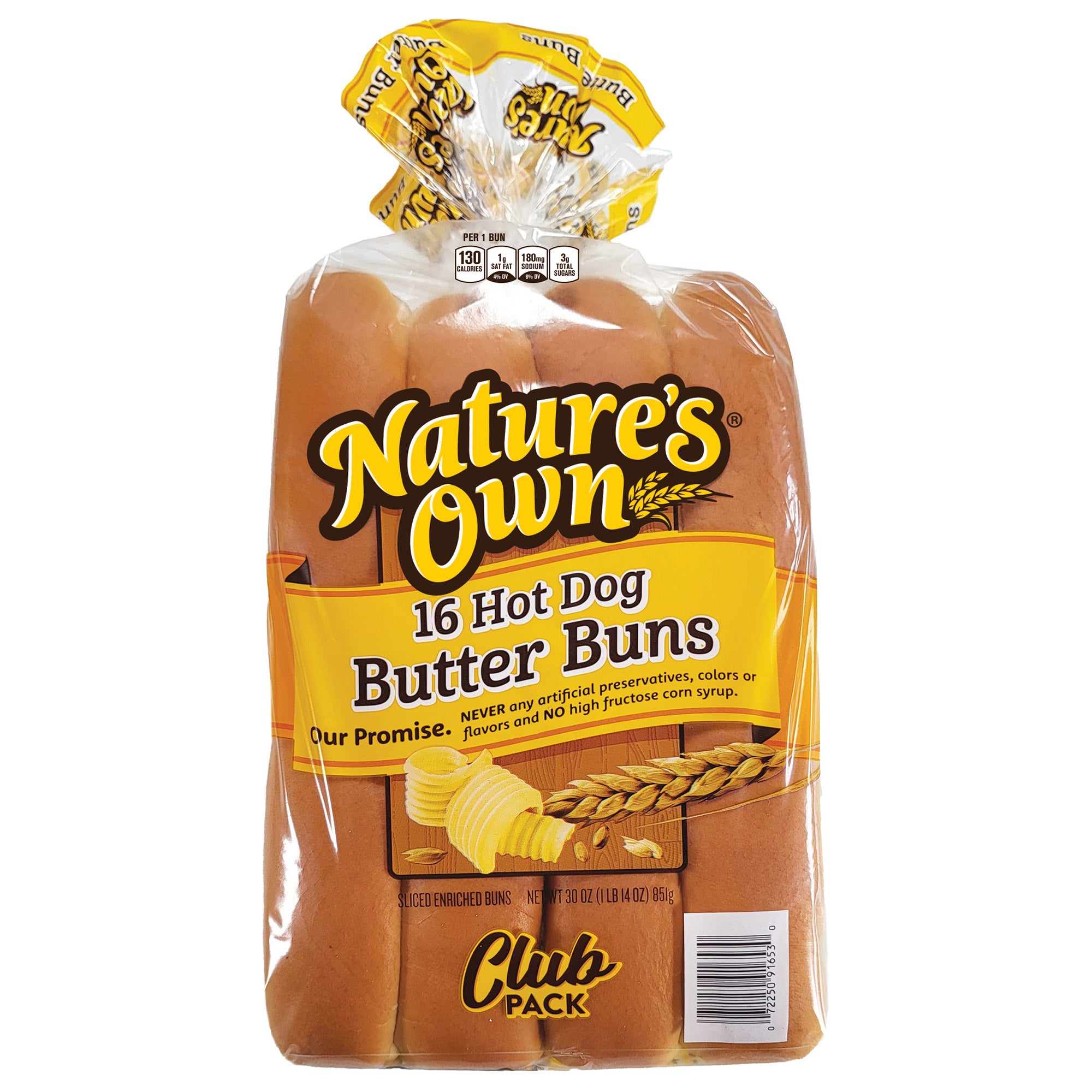 NATURE'S OWN BUTTER HOT DOG BUNS 16 CT / 32 OZ