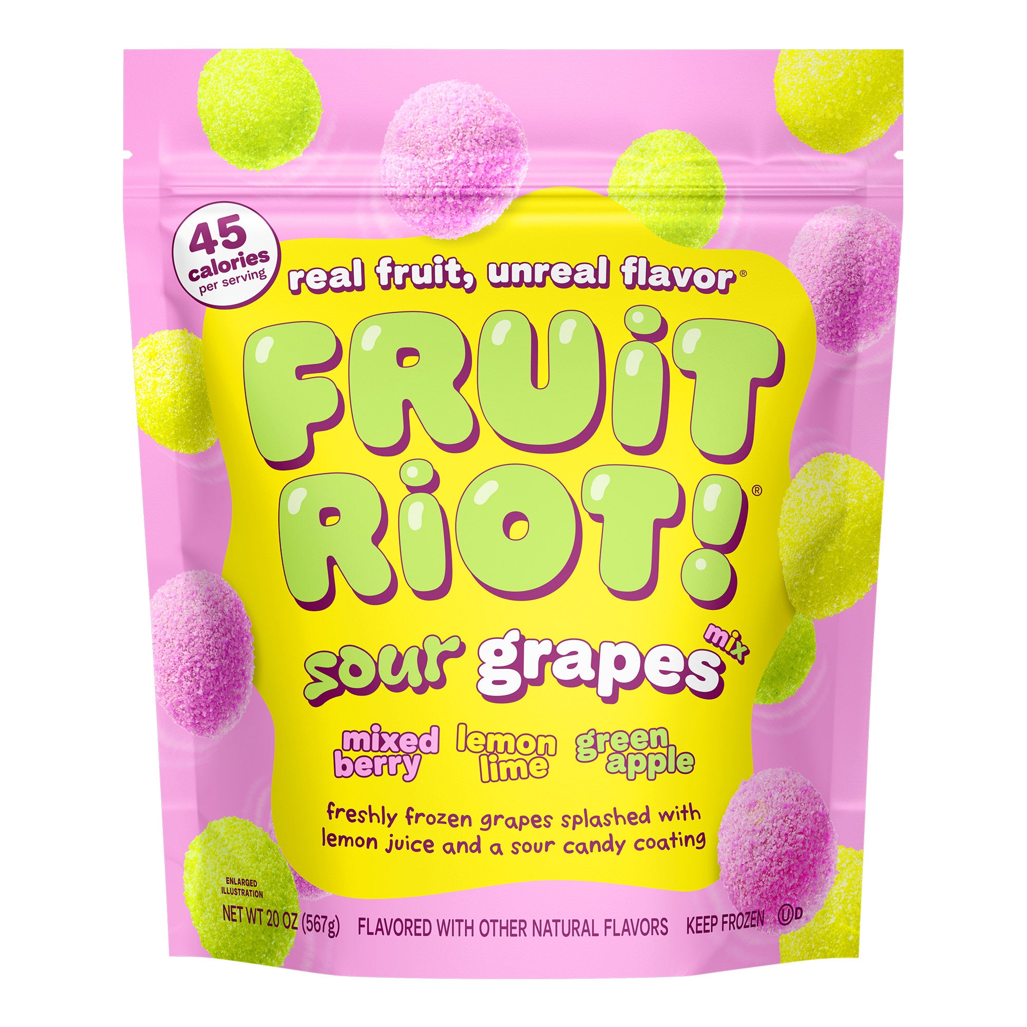 FRUIT RIOT SOUR MIXED GRAPES 20 OZ