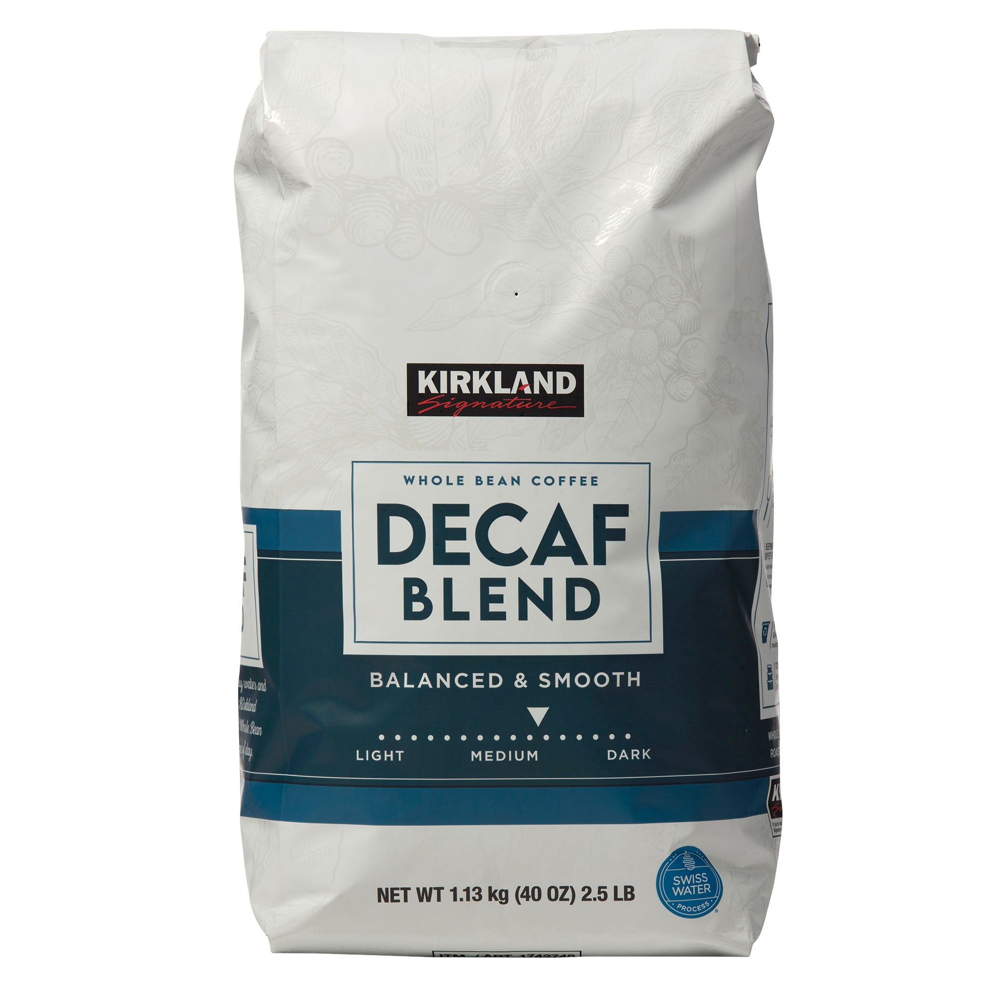 KIRKLAND SIGNATURE DECAF BLEND WHOLE BEAN 2.5LBS - Image 1