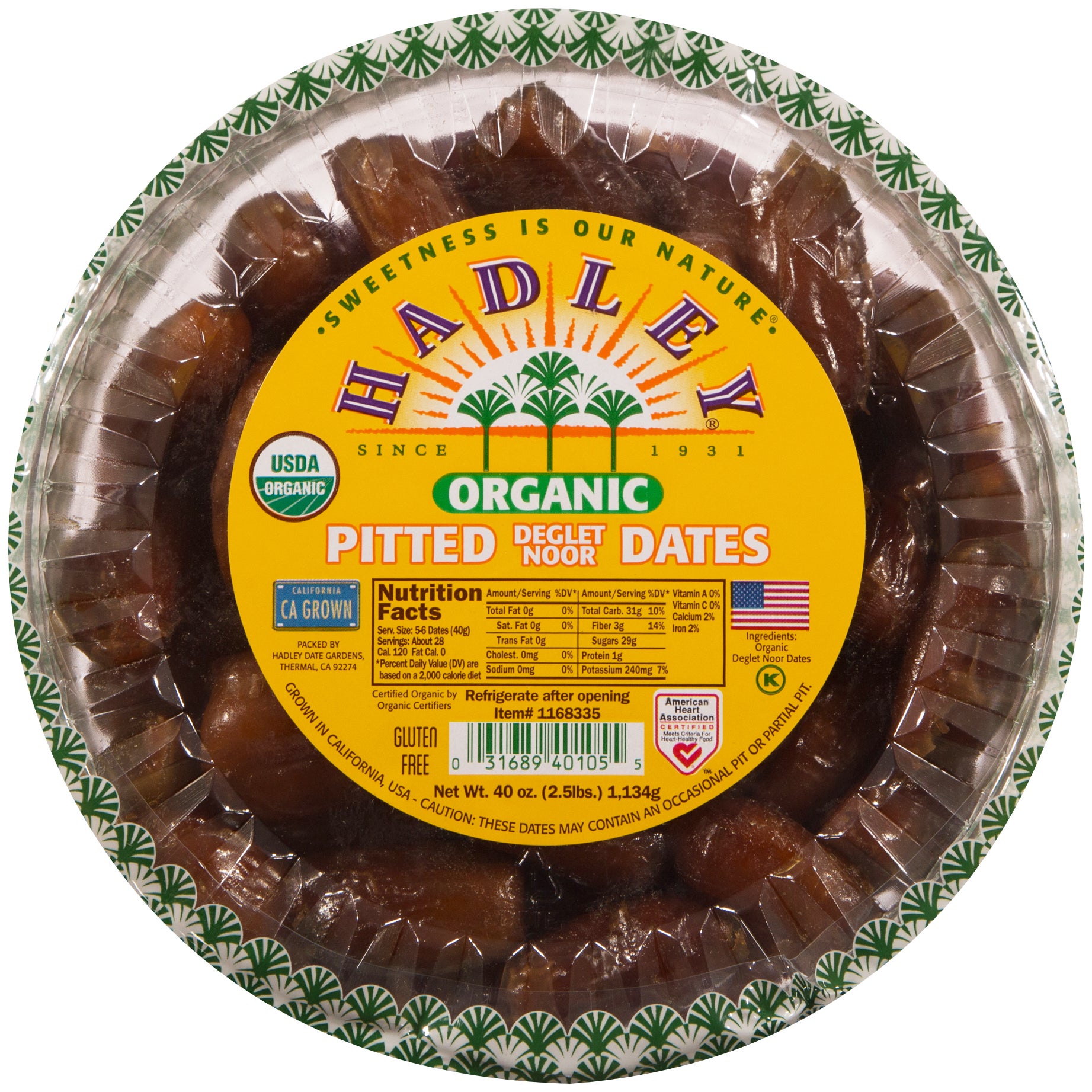 DEGLET NOOR ORGANIC WHOLE PITTED DATES 40 OZ