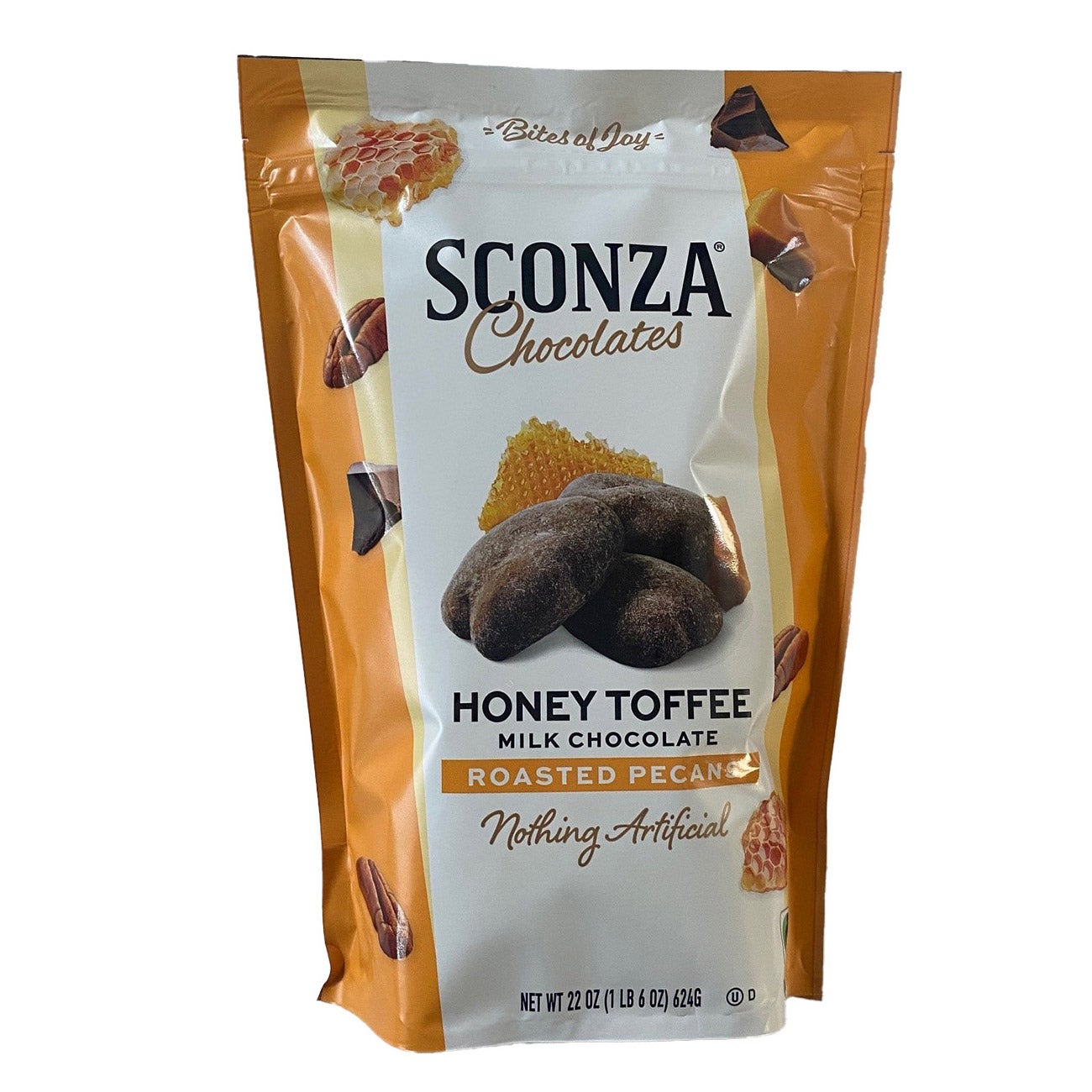 SCONZA HONEY TOFFEE PECANS 22 OZ (1.37 LB)