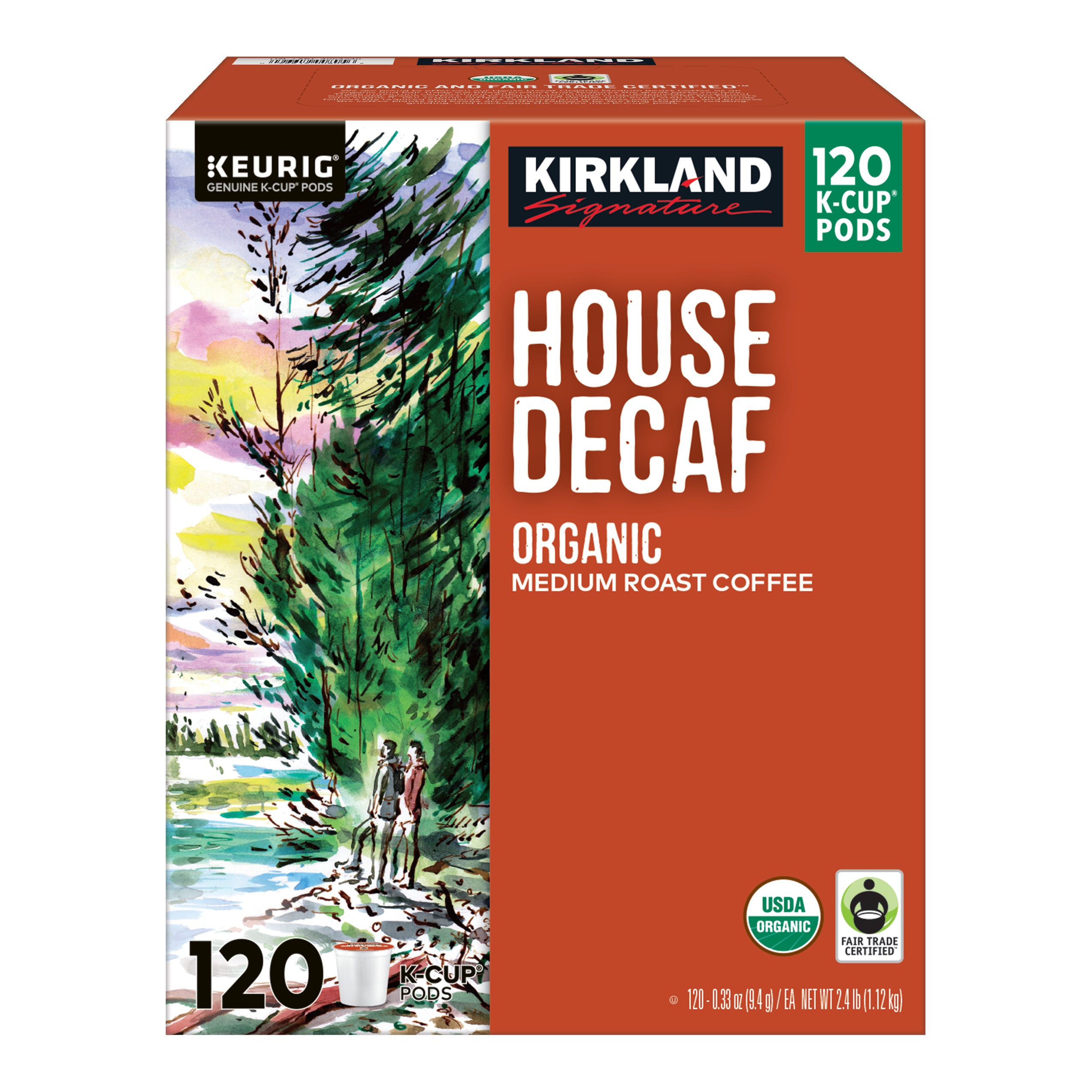 KIRKLAND SIGNATURE HOUSE DECAF 120 CT ORGANIC K-CUP PODS - Image 1