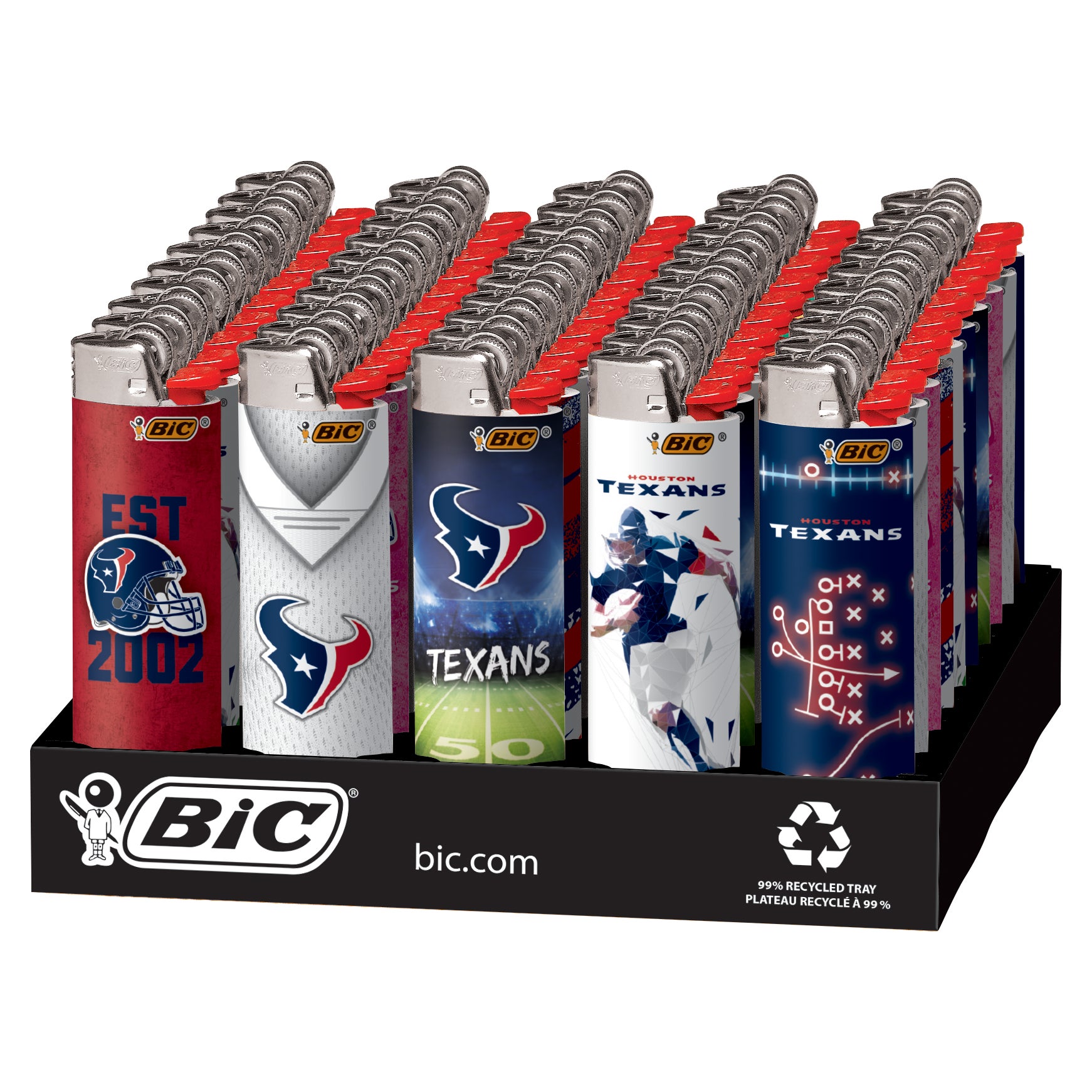 BIC LIGHTERS NFL HOUSTON TEXANS 50 CT TRAY