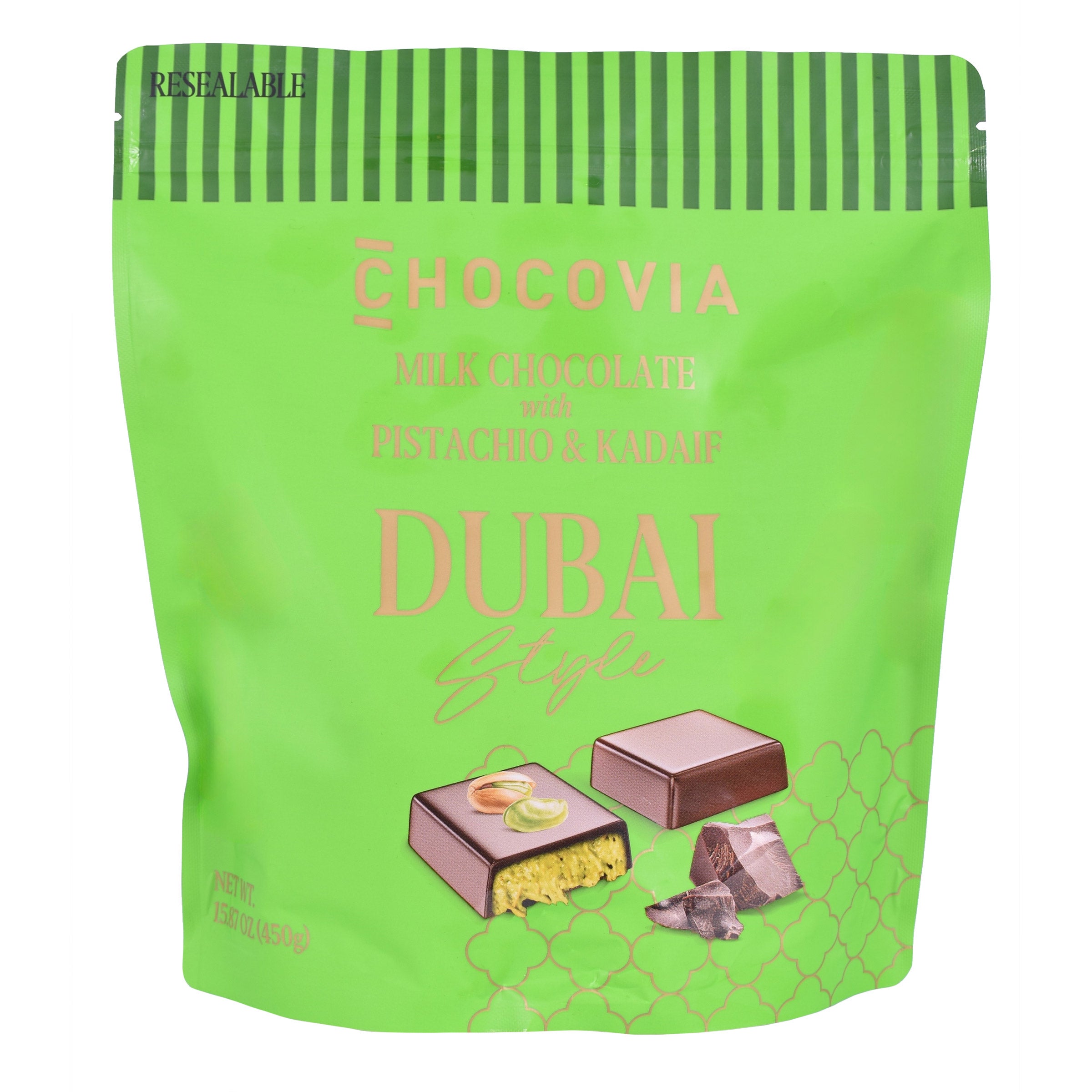 CHOCOVIA DUBAI PISTACHIO CHOCOLATE BAR 15.87 OZ - Image 1
