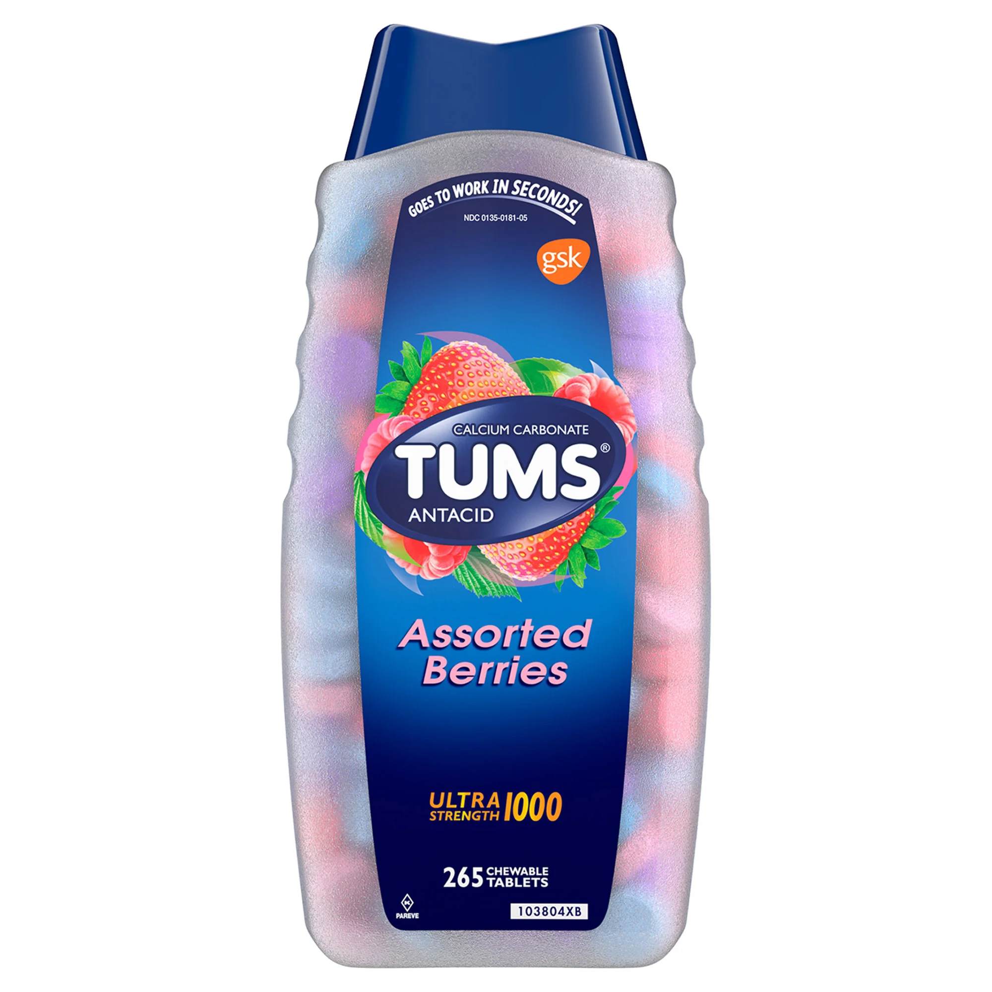 TUMS ULTRA STRENGTH ASSORTED BERRY 265 TABLETS - Image 1