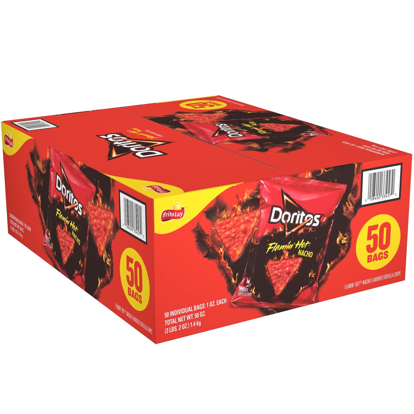 DORITOS FLAMIN NACHO 50/1OZ (3.125 LB)