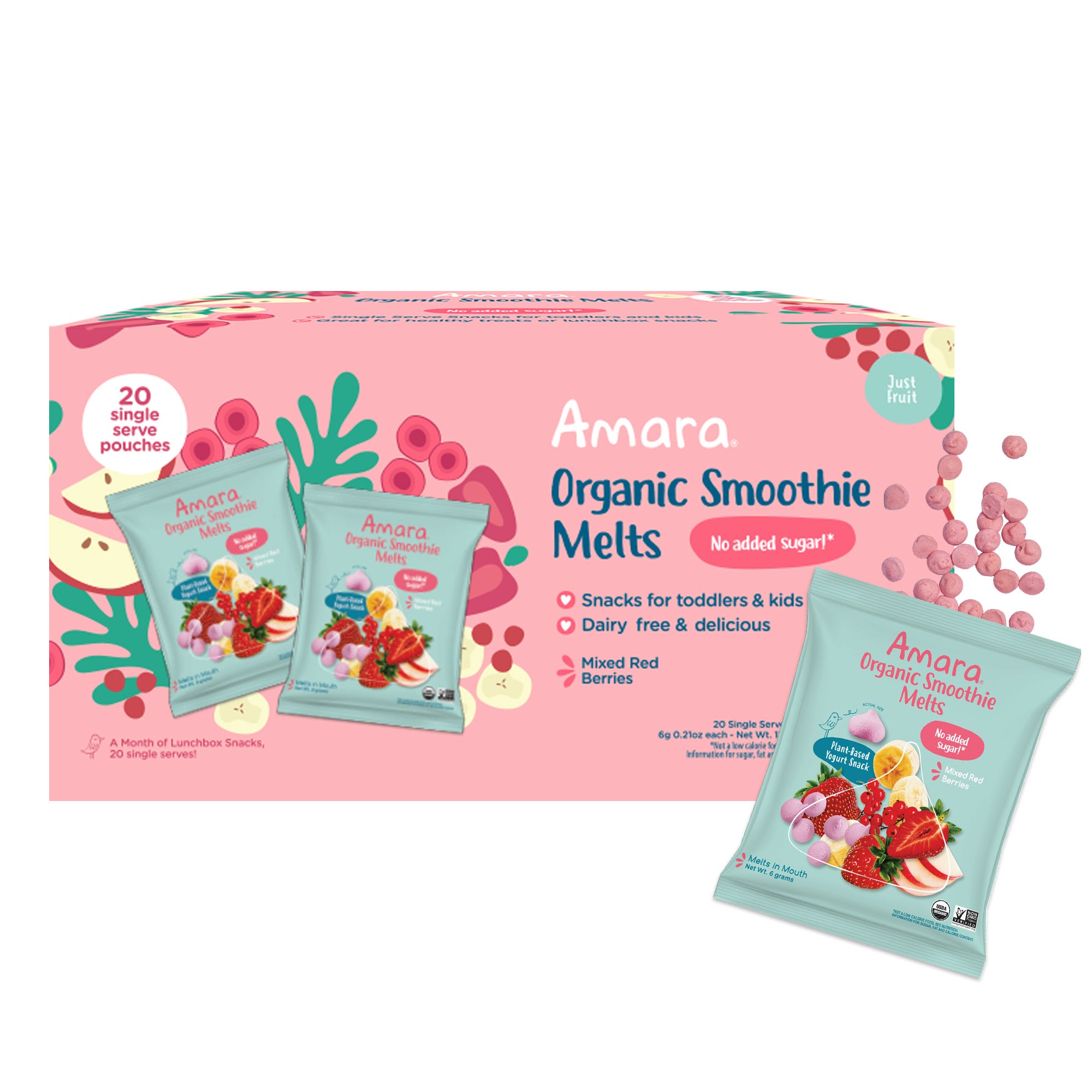 AMARA ORGANIC SMOOTHIE MELTS MIXED BERRY 20/.21 OZ - Image 1