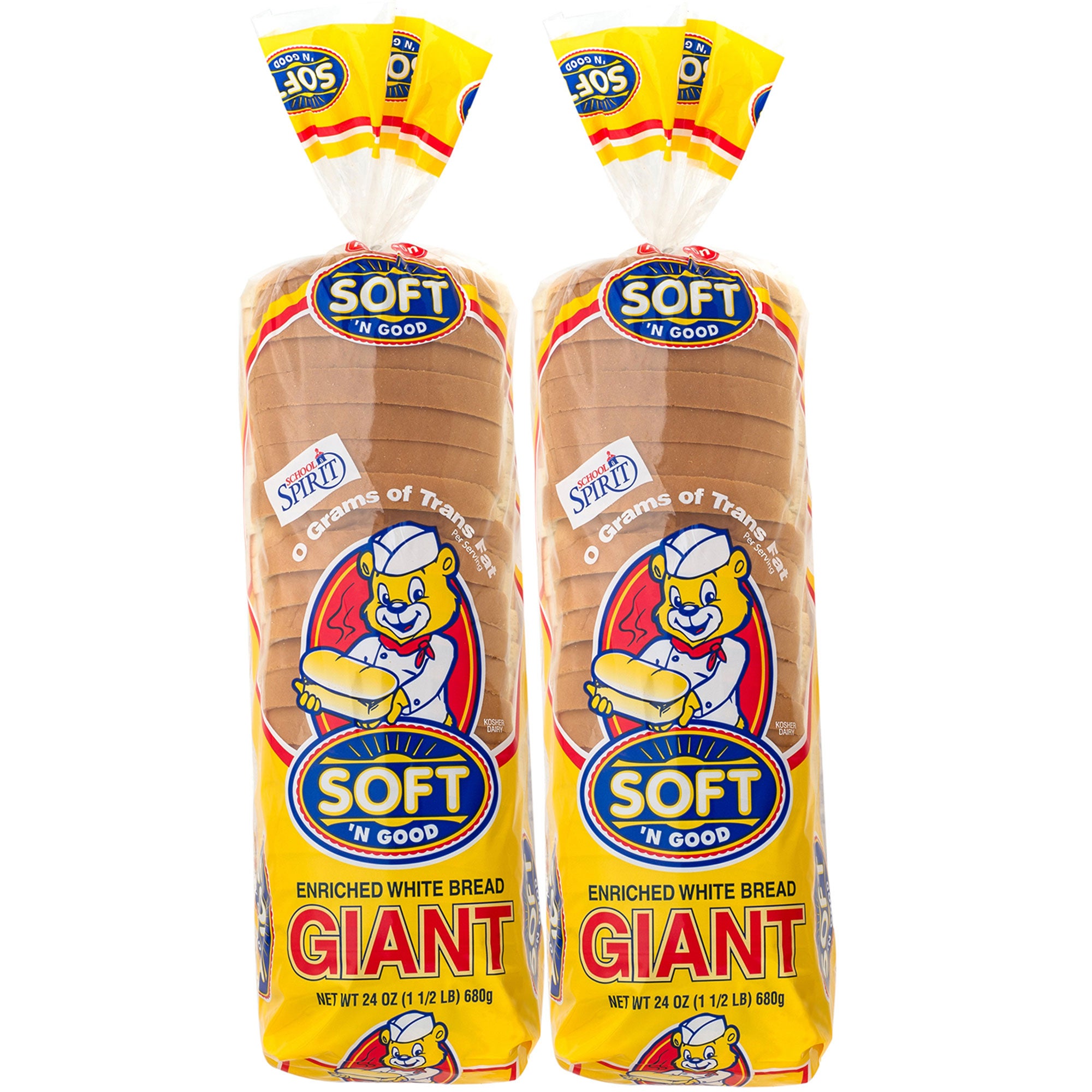 SOFT N' GOOD GIANT WHITE BREAD 2/22 OZ LOAVES