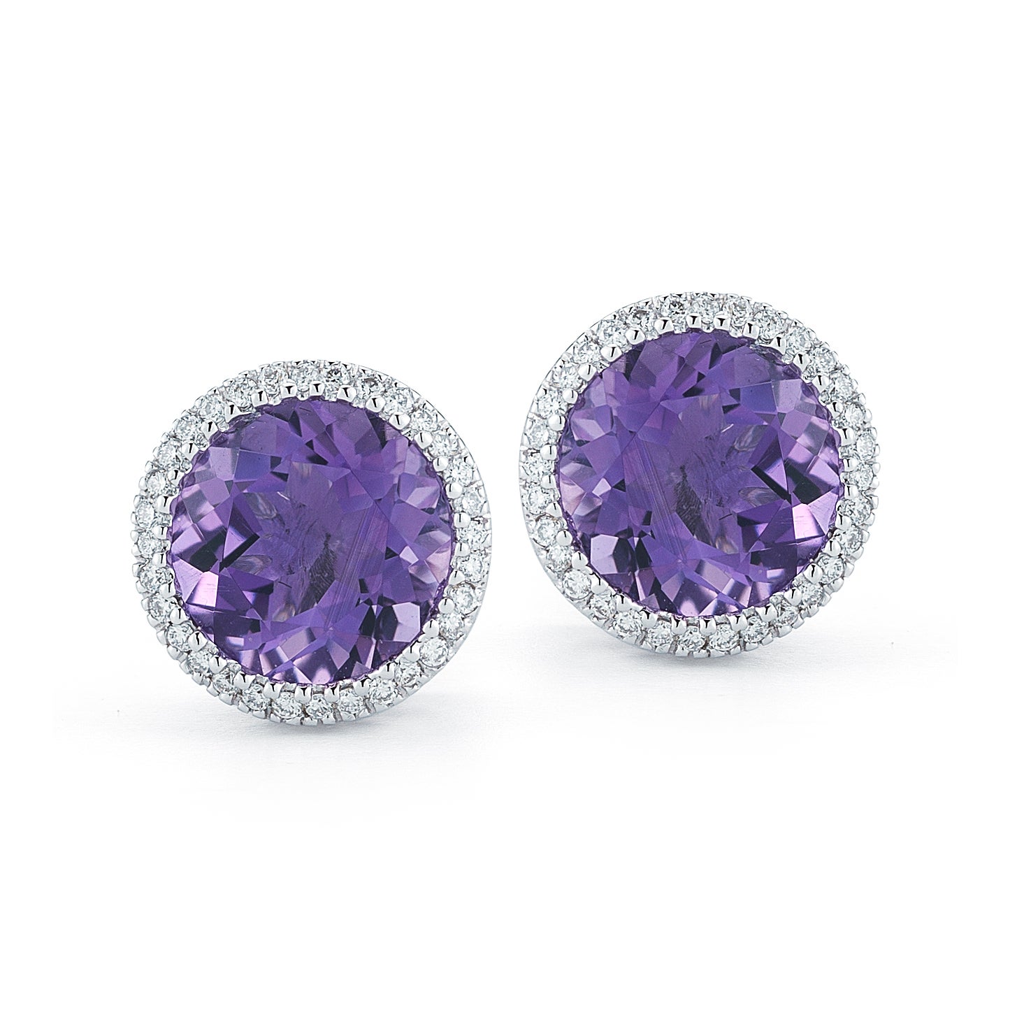 14KT WHITE GOLD .17CTW VS2, I DIAMOND AND AMETHYST EARRINGS - Image 1