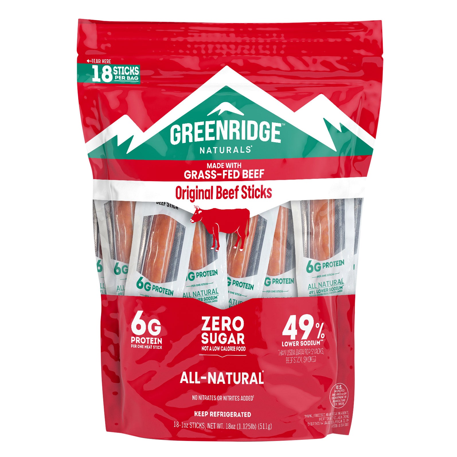 GREENRIDGE GRASS-FED BEEF STICKS 18 / 1OZ